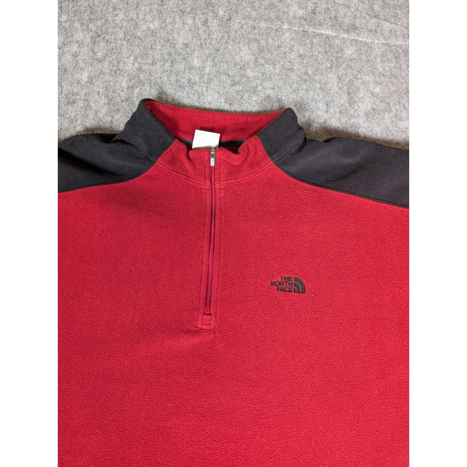 The North Face Mens Red Black Fleece Pullover 1/4 Zip Sweater Large L