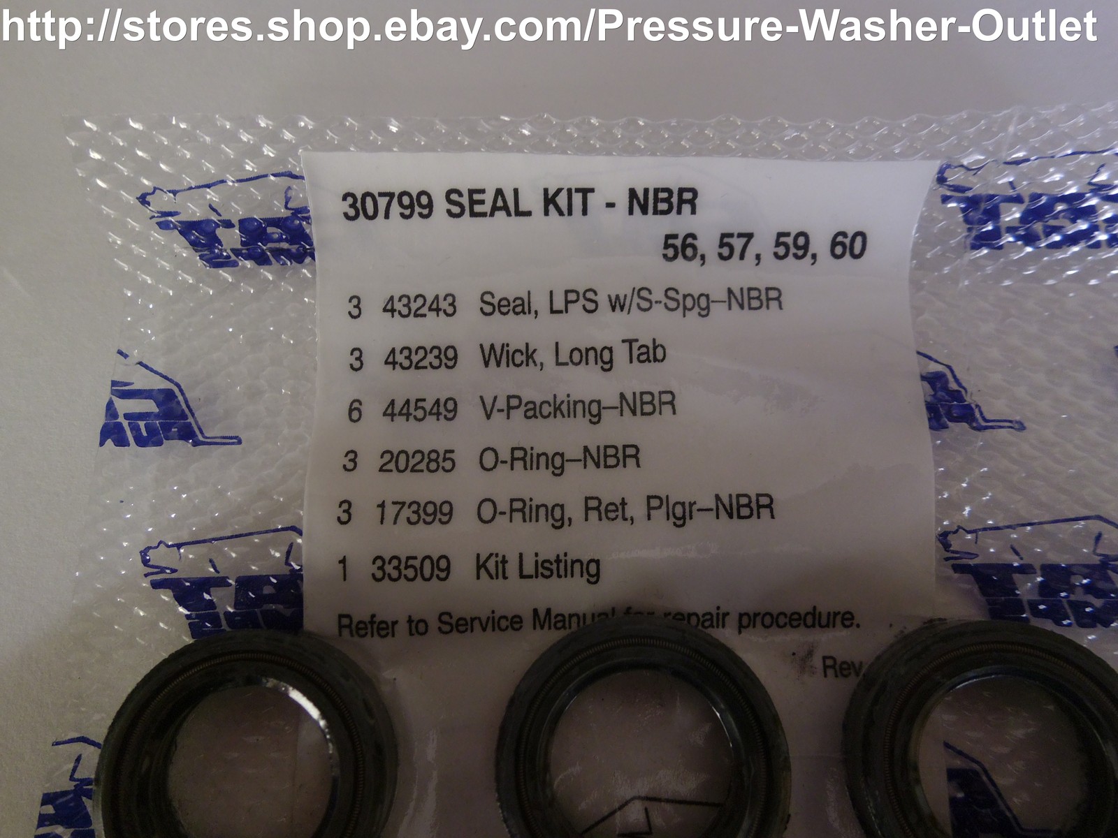Seal Kit #30799 for Cat 56, 57, 59, 60 Cat Pumps