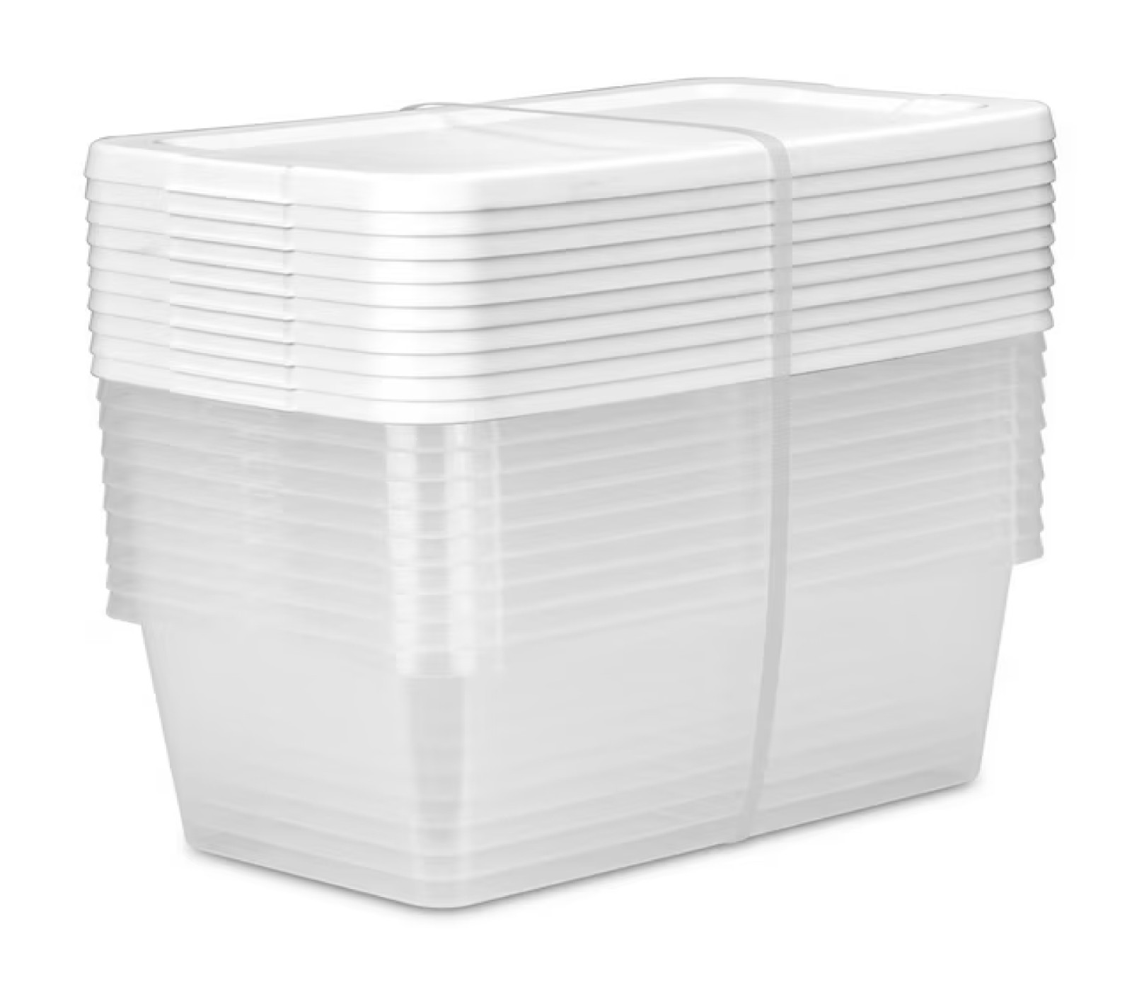 Sterilite 6 Qt Clear Storage Bin, Snap-on White Lid, 10-Pack, Stackable Plastic