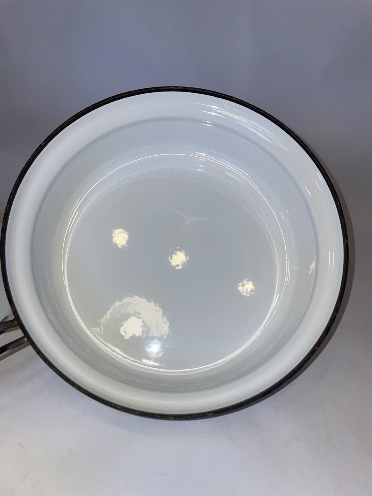 Cathrineholm Norway Blue Stripe White 8.5” Wide Enamel Frying Pan Skillet