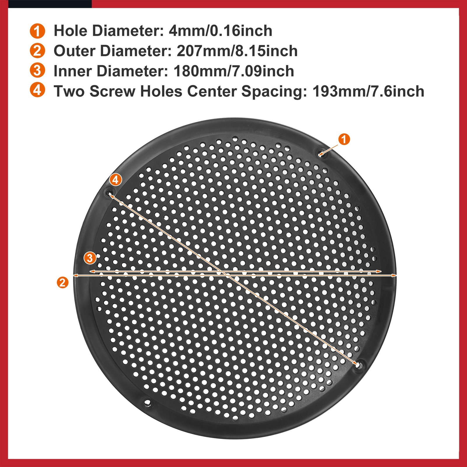 4PCS 8 Inch Car Subwoofer Speaker Grills Cover Mesh Guard Protector Universal