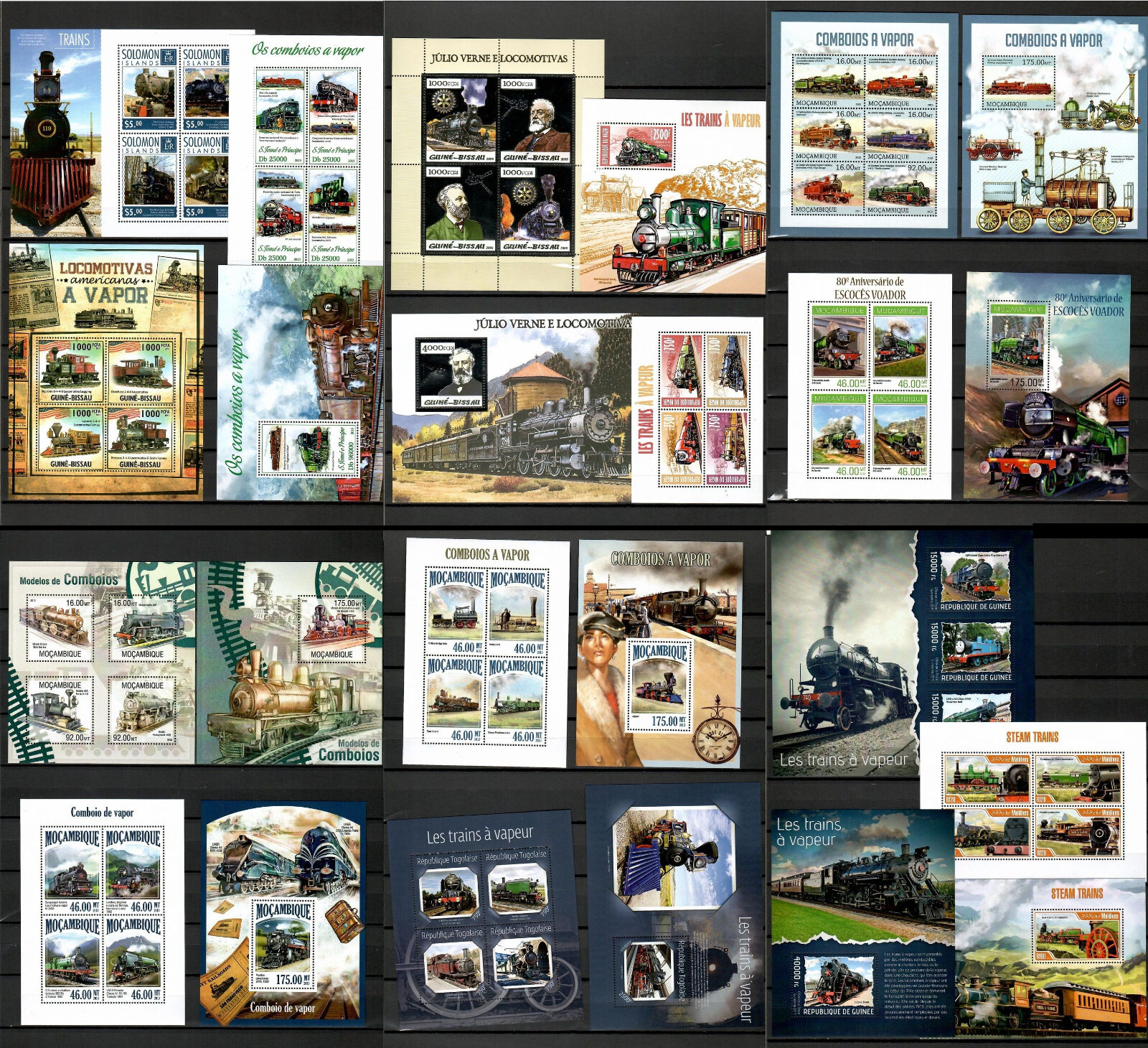 Steam locomotives trains railway 50 sheets MNH Collection [1] until 2014 #CNA162