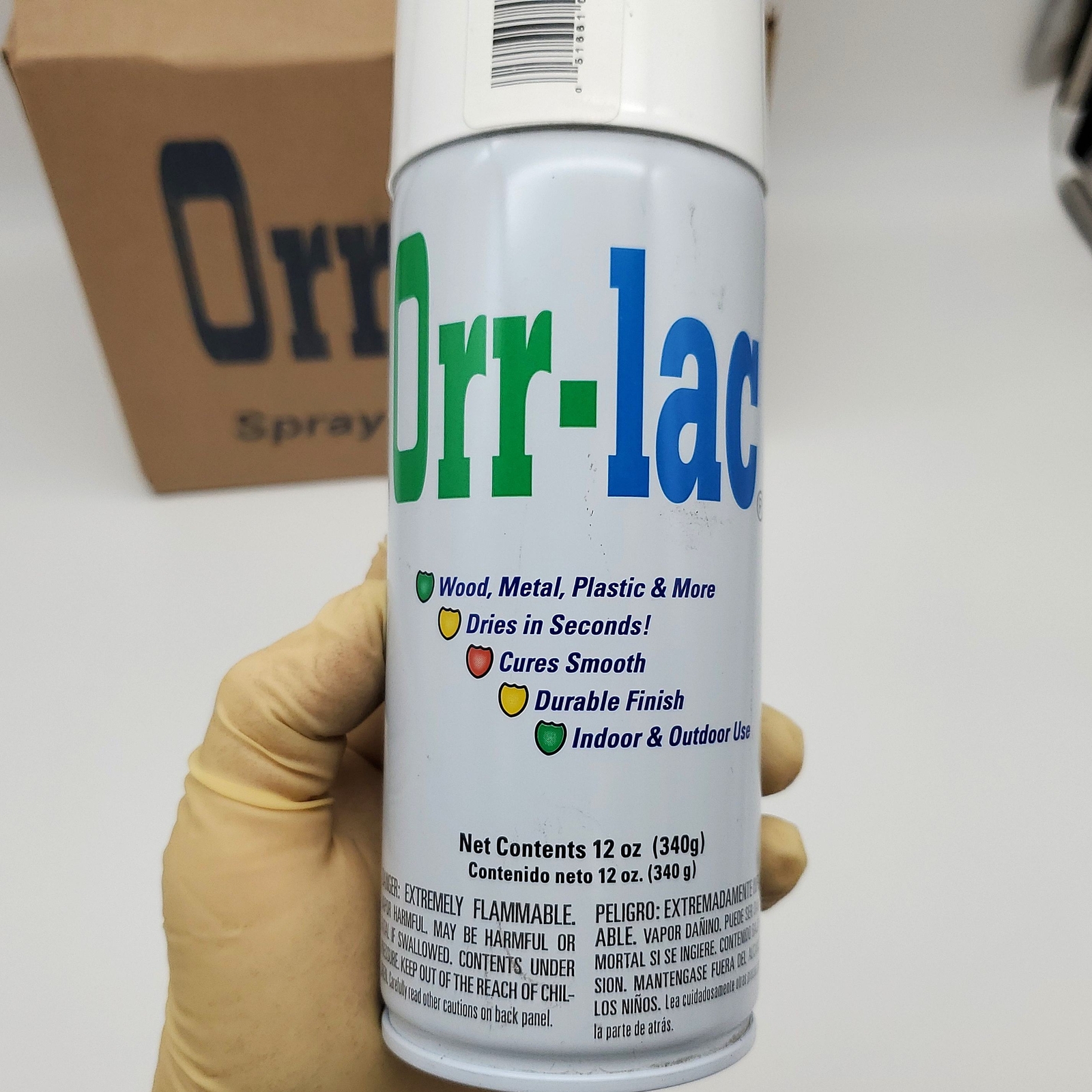 Orr-lac Indoor Outdoor Spray Paint Flat Black Heavy Duty 10-904 12 oz Pack of 12