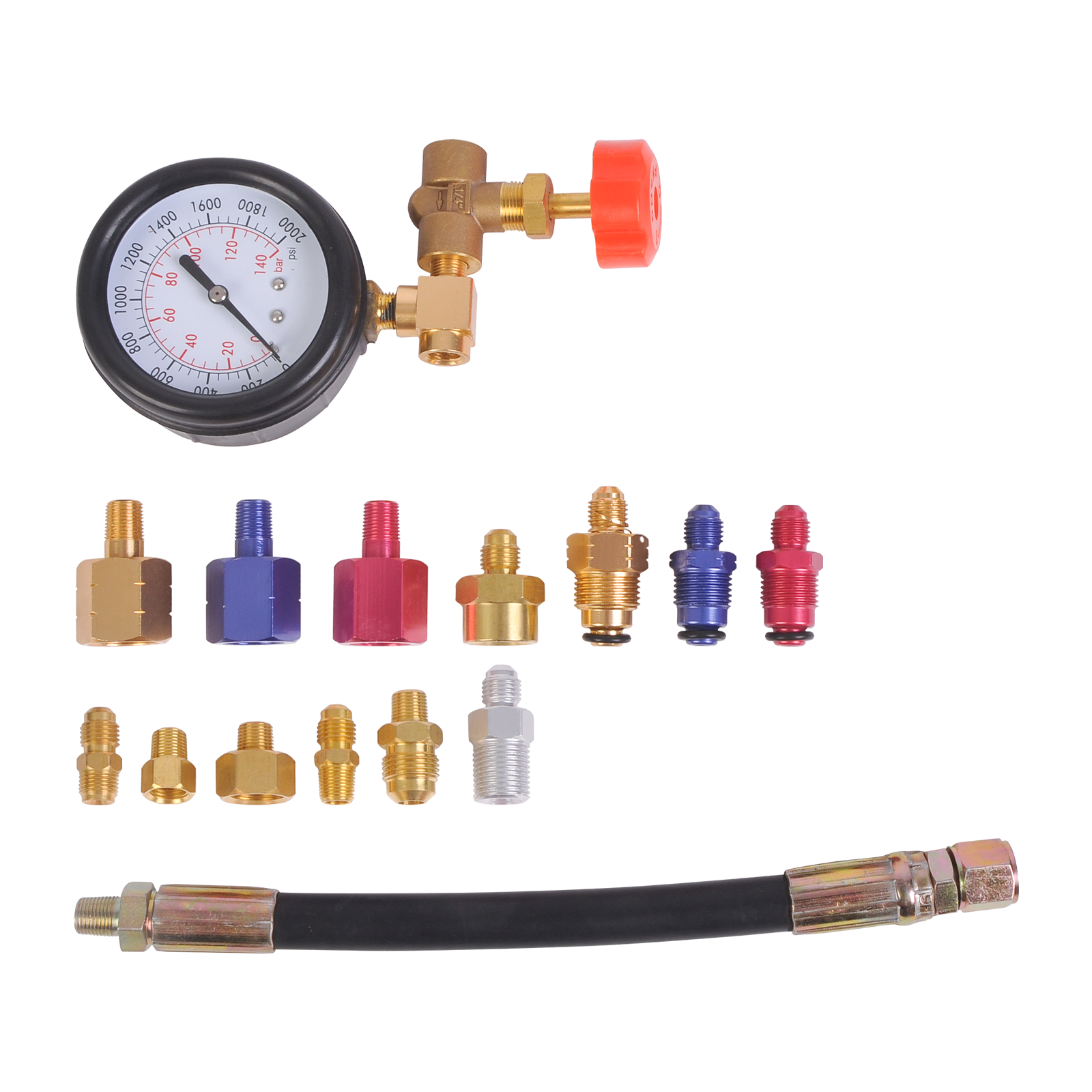 Universal Power Steering Pressure Tester With 13 PC Adapters 2000 psi / 70 bar