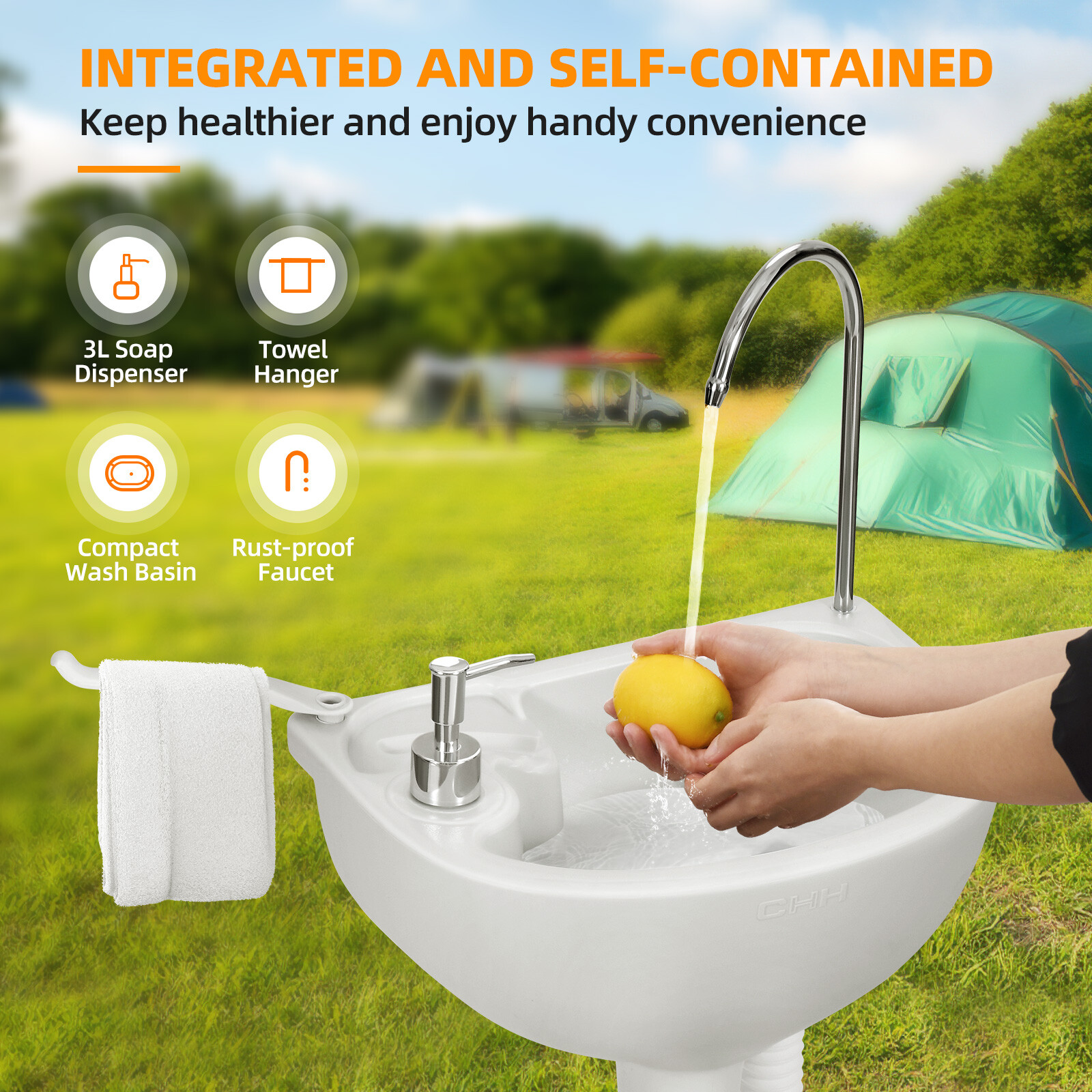 5.3 Gallon Portable White Toilet Flush Travel Camping Commode Potty In/Outdoor