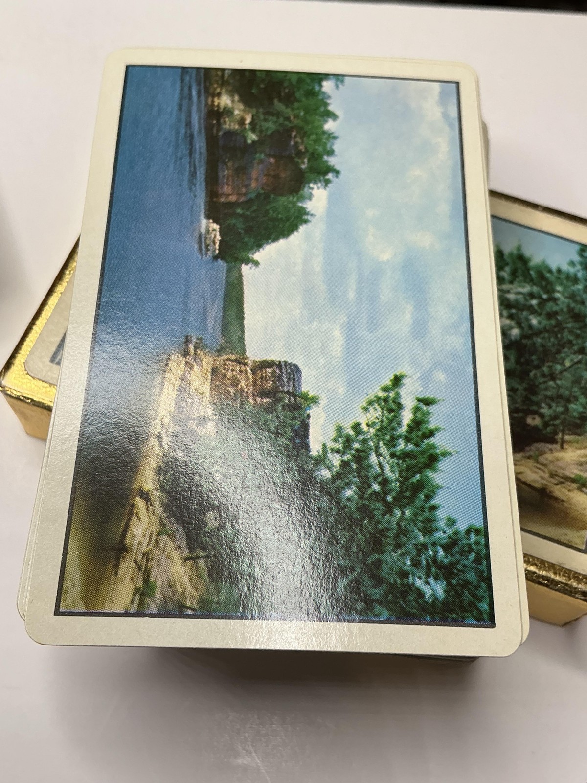 Vintage Beautiful Wisconsin Scenic Souvenir Playing Cards Deck Gold Box