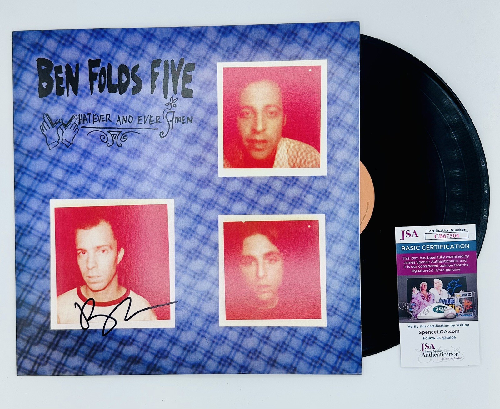Ben Folds Five Signed Whatever & Ever Amen Vinyl Album LP Autographed JSA COA