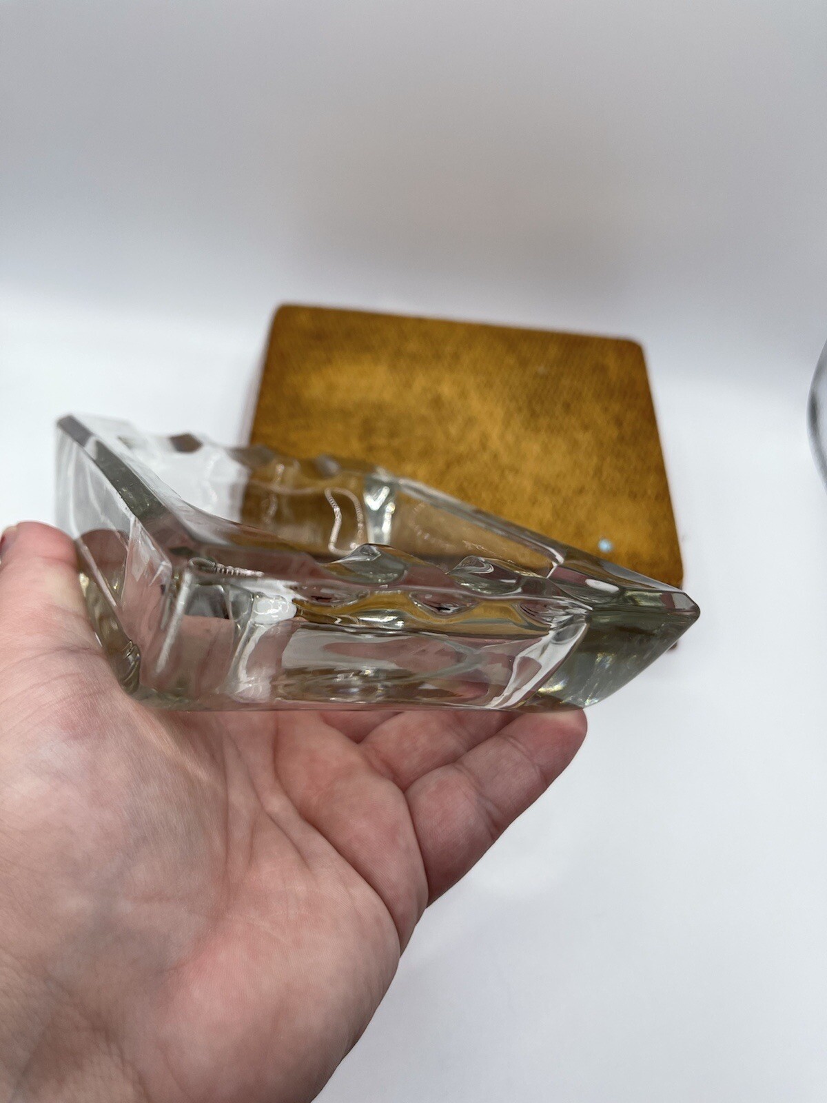 Fort William Henry Ashtray Lake George NY Souvenir Two Piece Wood and Glass