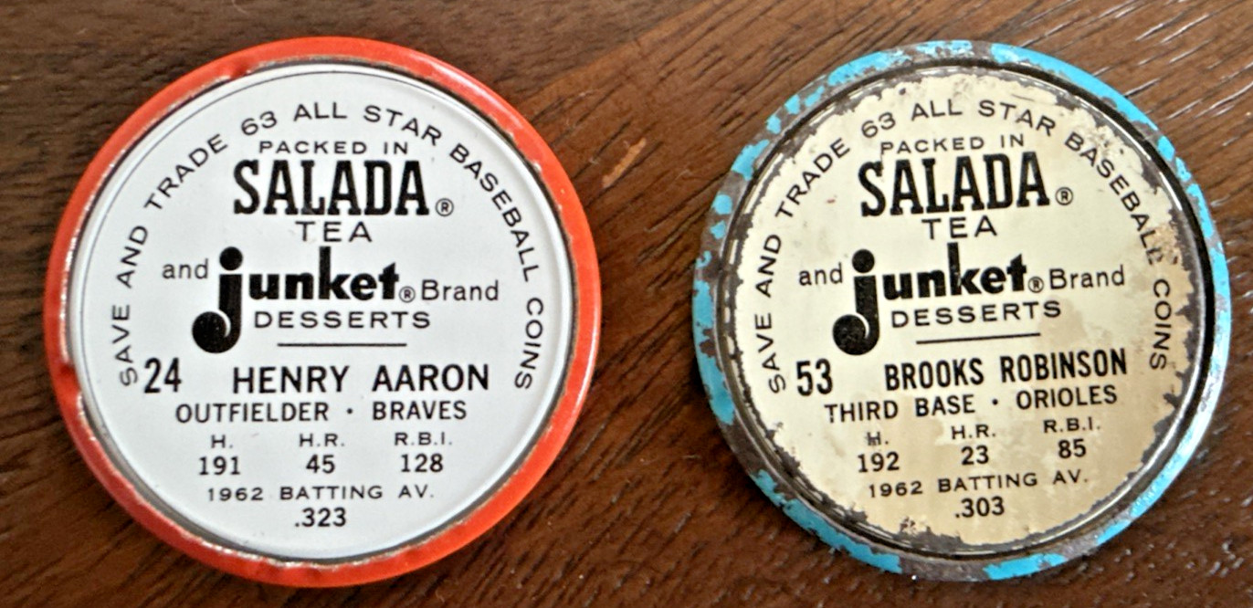 1962/1963 Salada Tea Junkett Baseball Coins Lot 32 Kaline Aaron Robinson Wilhelm