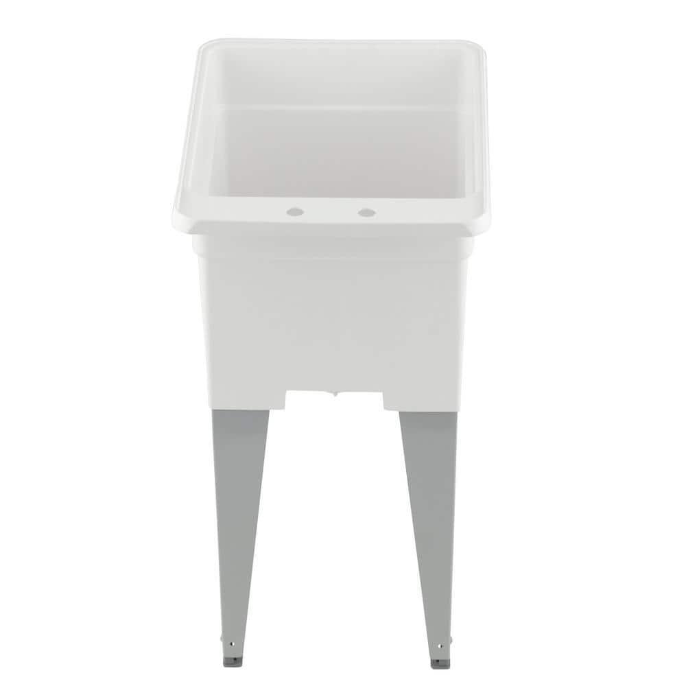 MUSTEE Laundry Tub Plastic Single White Basin Utility Sink Bowl 18 in. x 24 in.