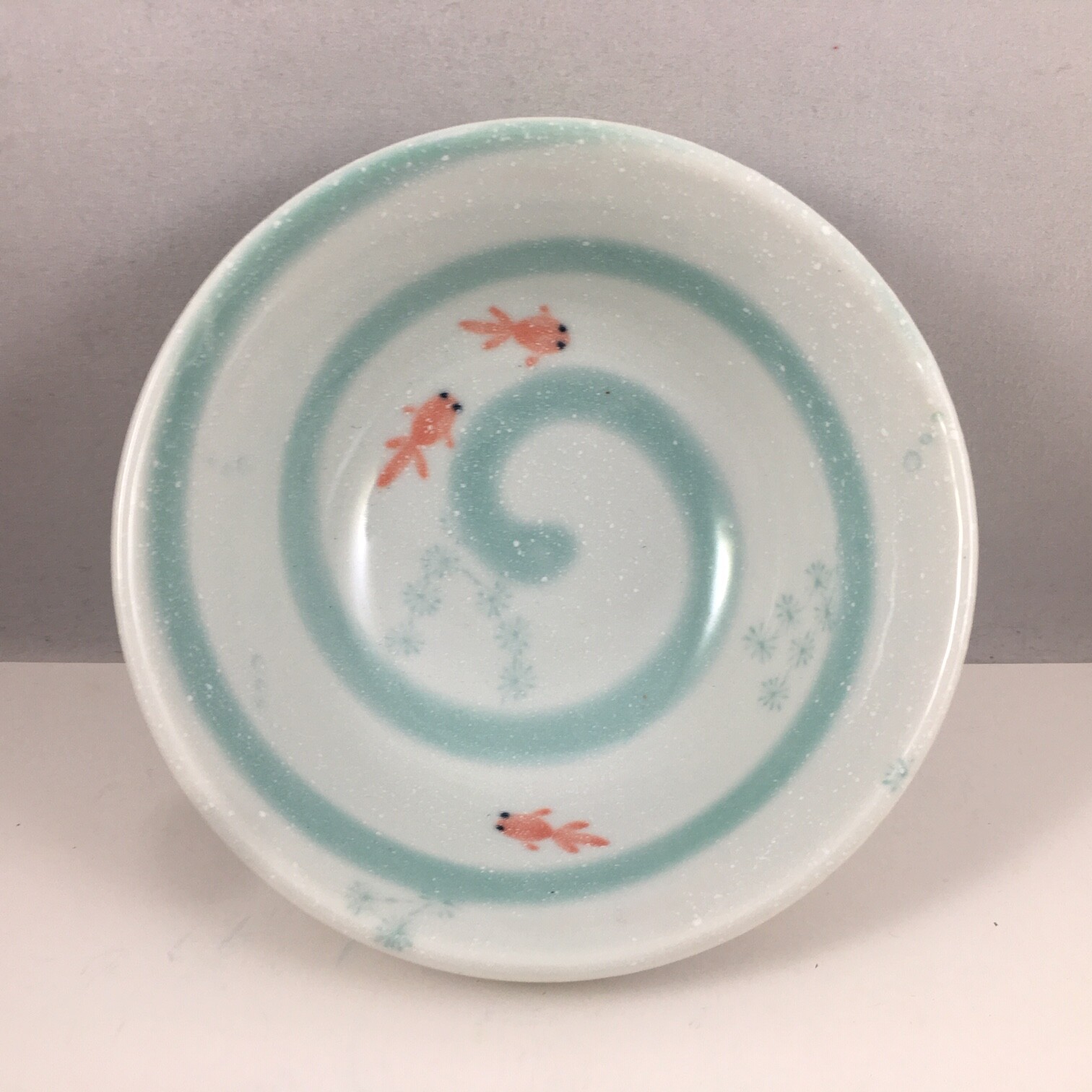 Japanese Rice Soup Bowl 5.25"D Porcelain Kingyo Goldfish Swirls Made in Japan