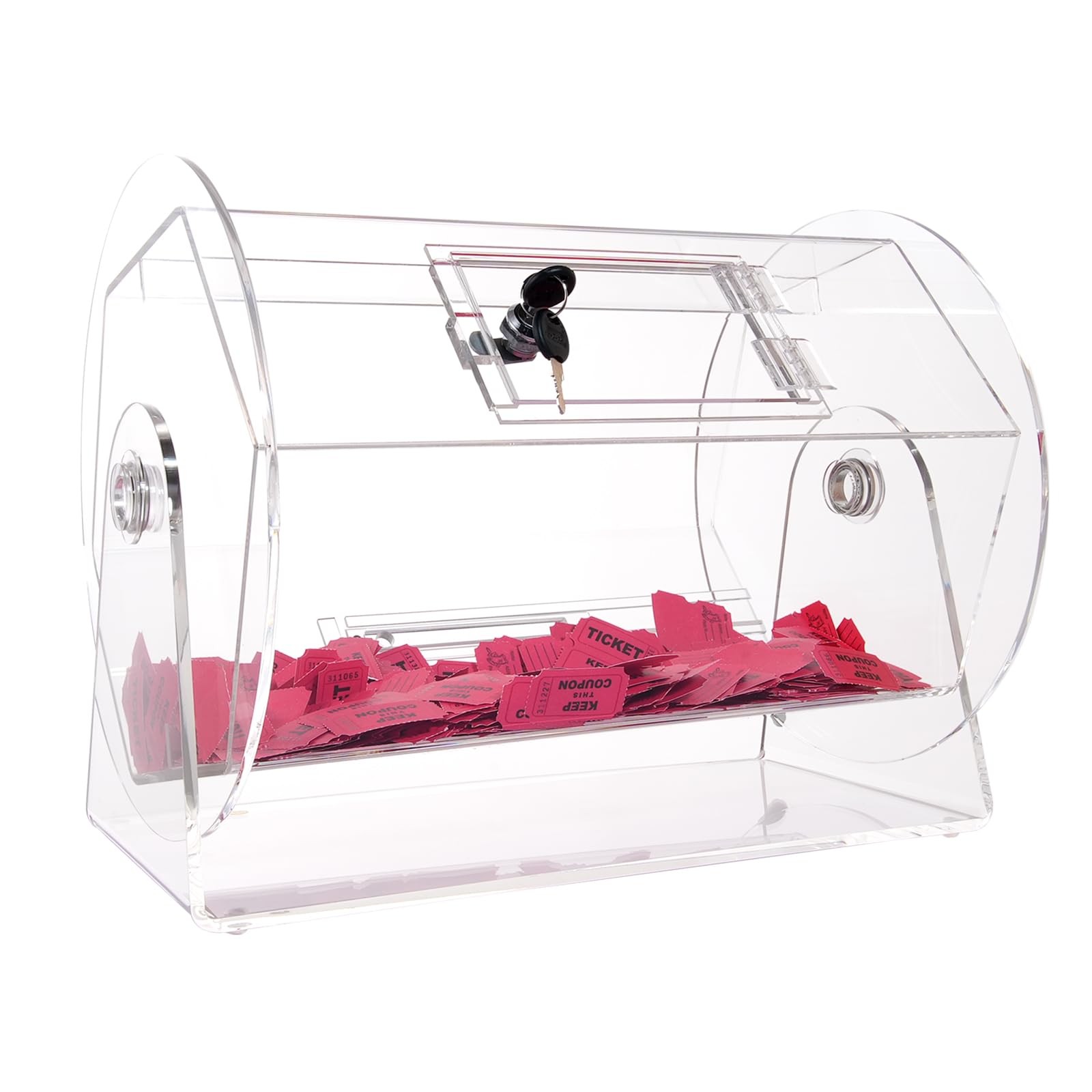 Durable 16 x 13 Inch Raffle Drum with Secure Lock Transparent for Events 5000...