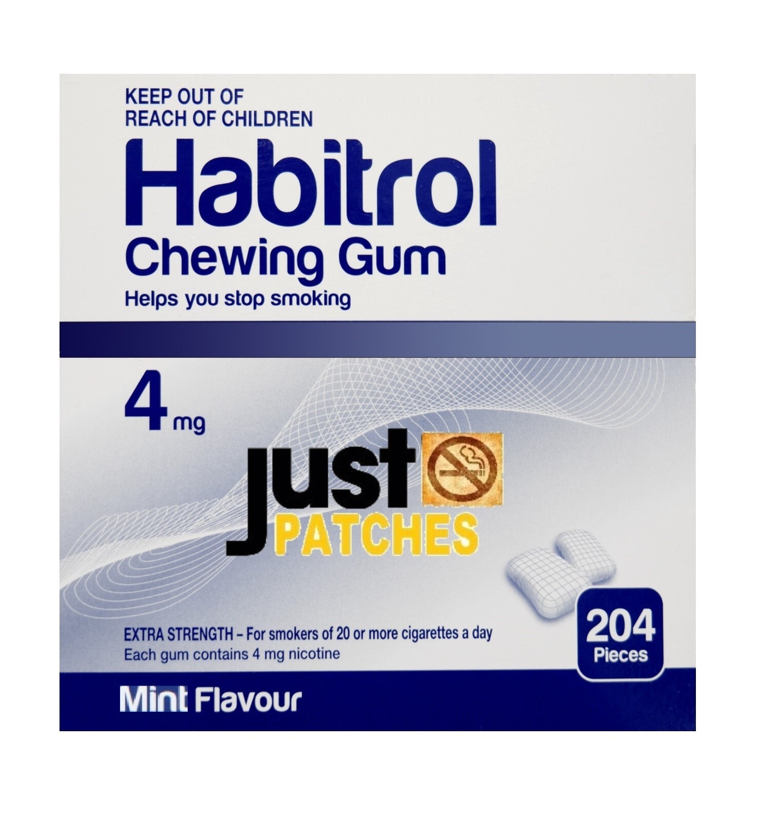 Habitrol Nicotine Gum 4 mg MINT Flavor (204 Pieces, 1 Box) NEW 11 /2027