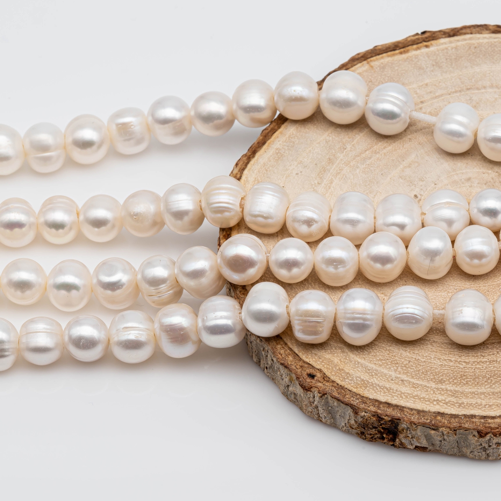 9-10mm Large Hole Freshwater Pearls in 8 inch Strand