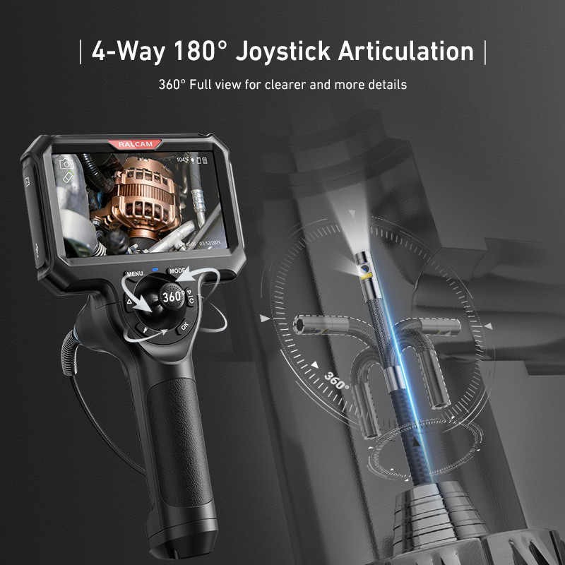 Ralcam Joystick 5" Endoscope Camera with Light Inspection Camera 360° Borescope