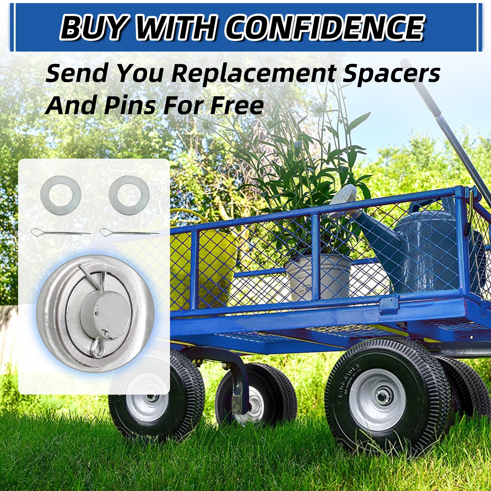 4.10/3.50-4 Flat Free Tire & Wheel for Hand Truck Garden Wagon Cart 2 Pack