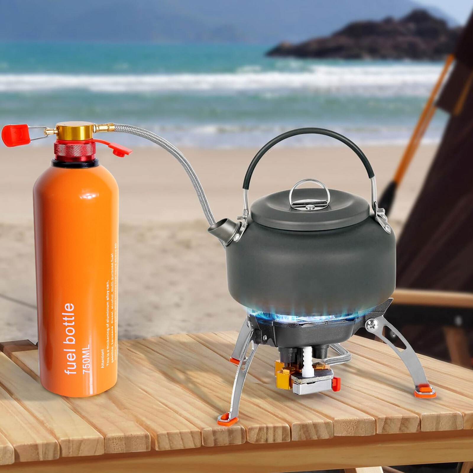 Oil Fuel Bottle Aluminum For Outdoor Picnic Camping Stove Alcohol Gasoline 750ml