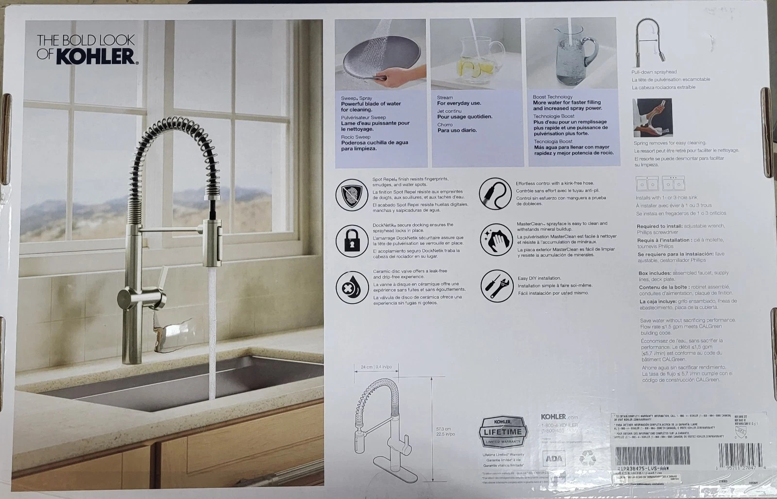 Kohler Haku R38475-LVS Semi-Professional Pull-down Kitchen Faucet Brushed Nickel