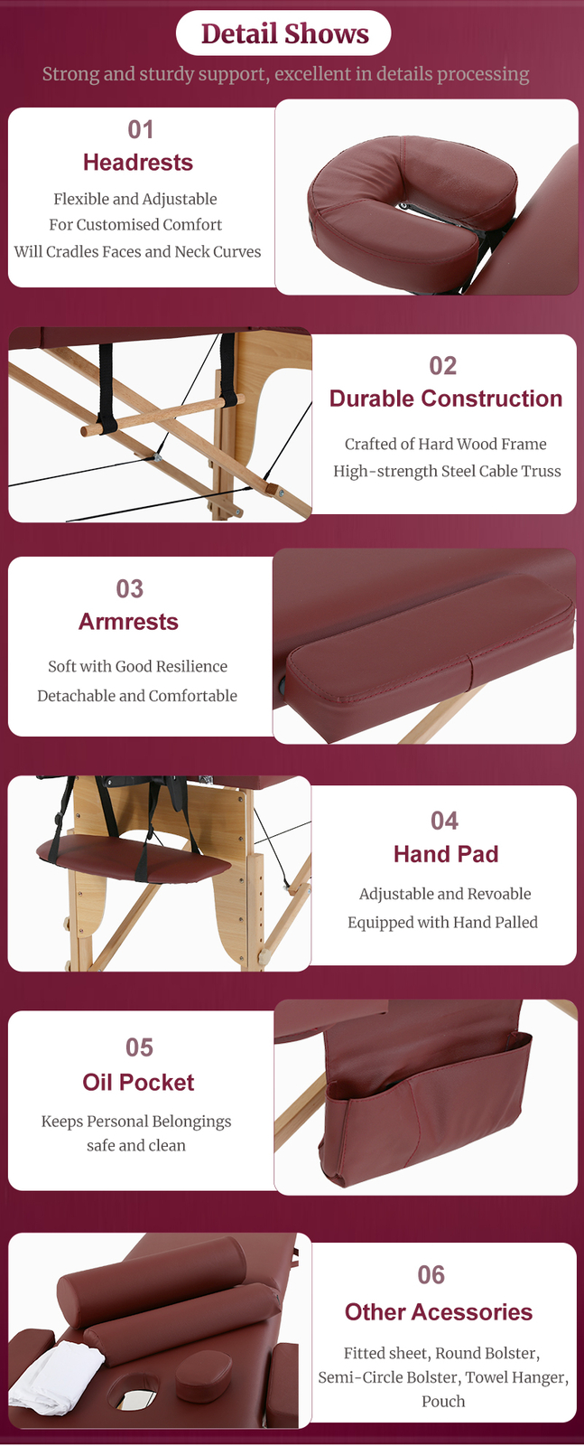 Massage Table Massage Spa Bed 73 inch Long Height Adjustable Portable 2 Folding