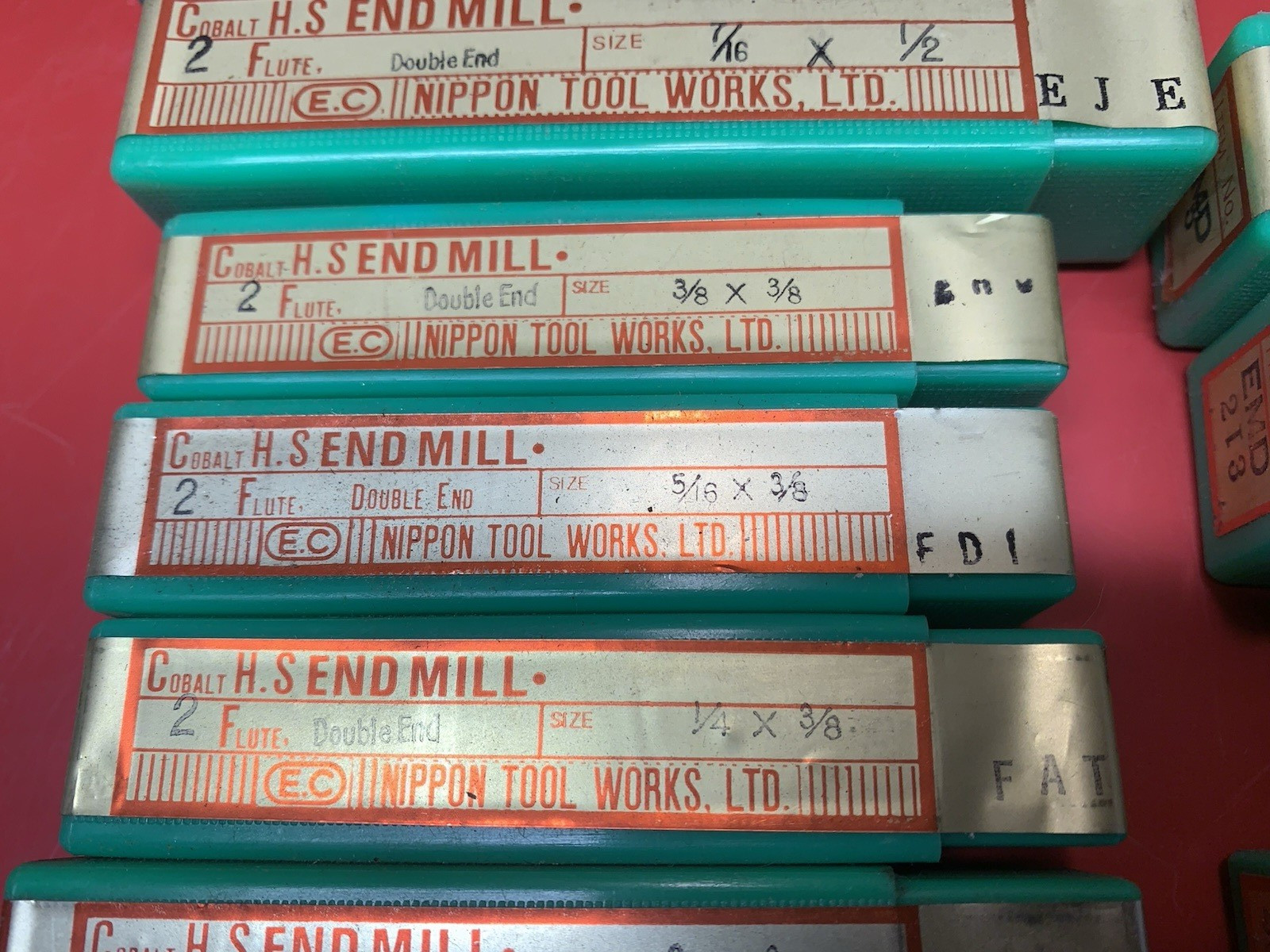 Lot of 23 2 & 4 Flute Cobalt End Mills 7/8" to 7/32" (NOS) Bridgeport Mill