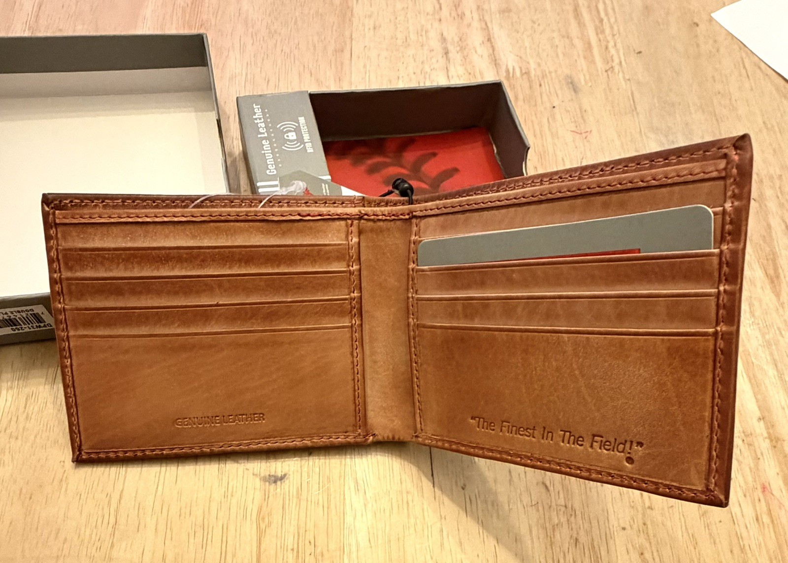 NWT Rawlings Brown Tanned Leather Baseball Stitch Wallet for Men