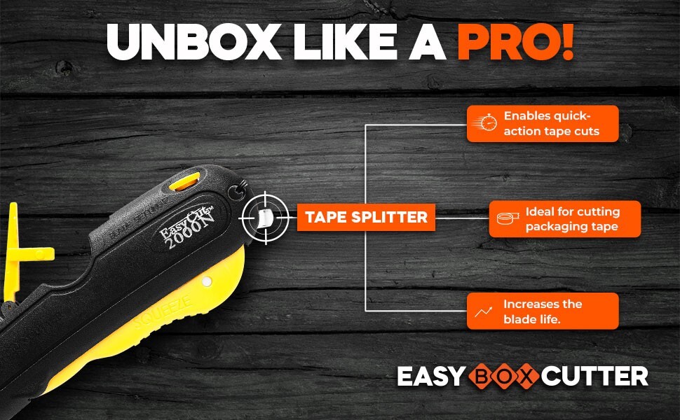 Easy Cut Safety Box Cutter Knife Easycut tool for work cutting Yellow 2000N