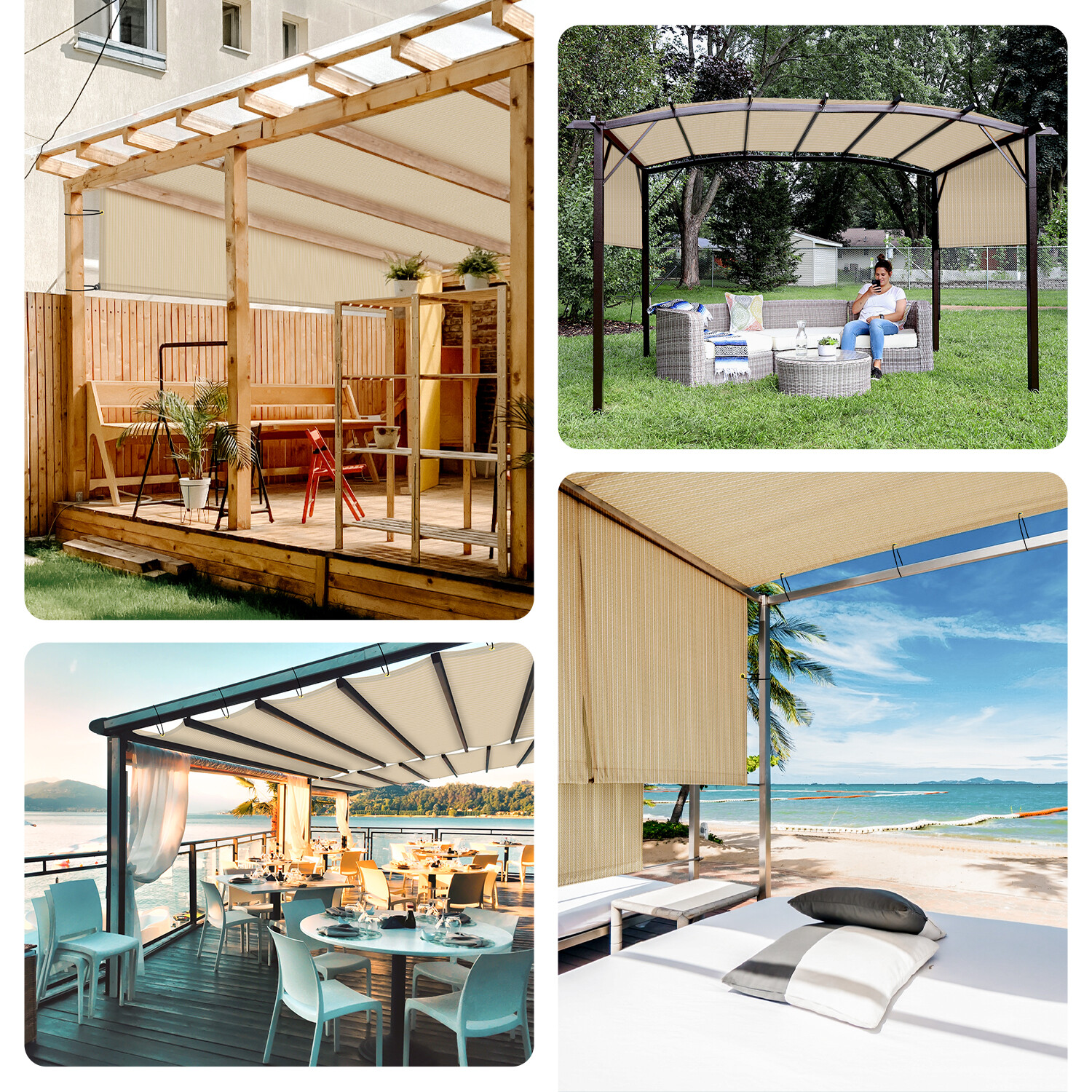 Outdoor Pergola Shade Cover Universal Replacement Awning Canopy with Rod