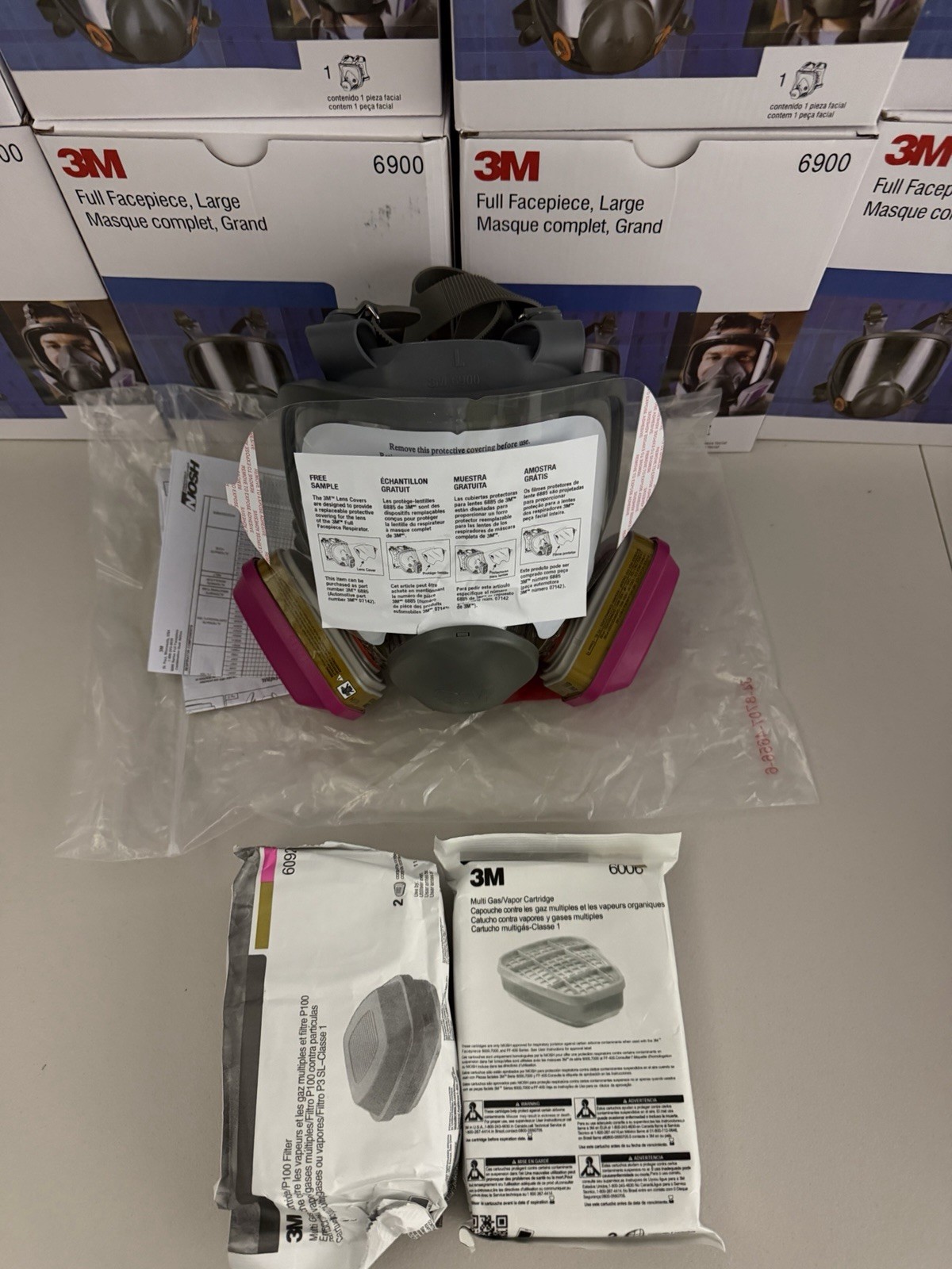 Bundle 3M 6900 LARGE FULL FACE RESPIRATOR MASK & 2 60926 GAS VAPOR+2 6006 Filter