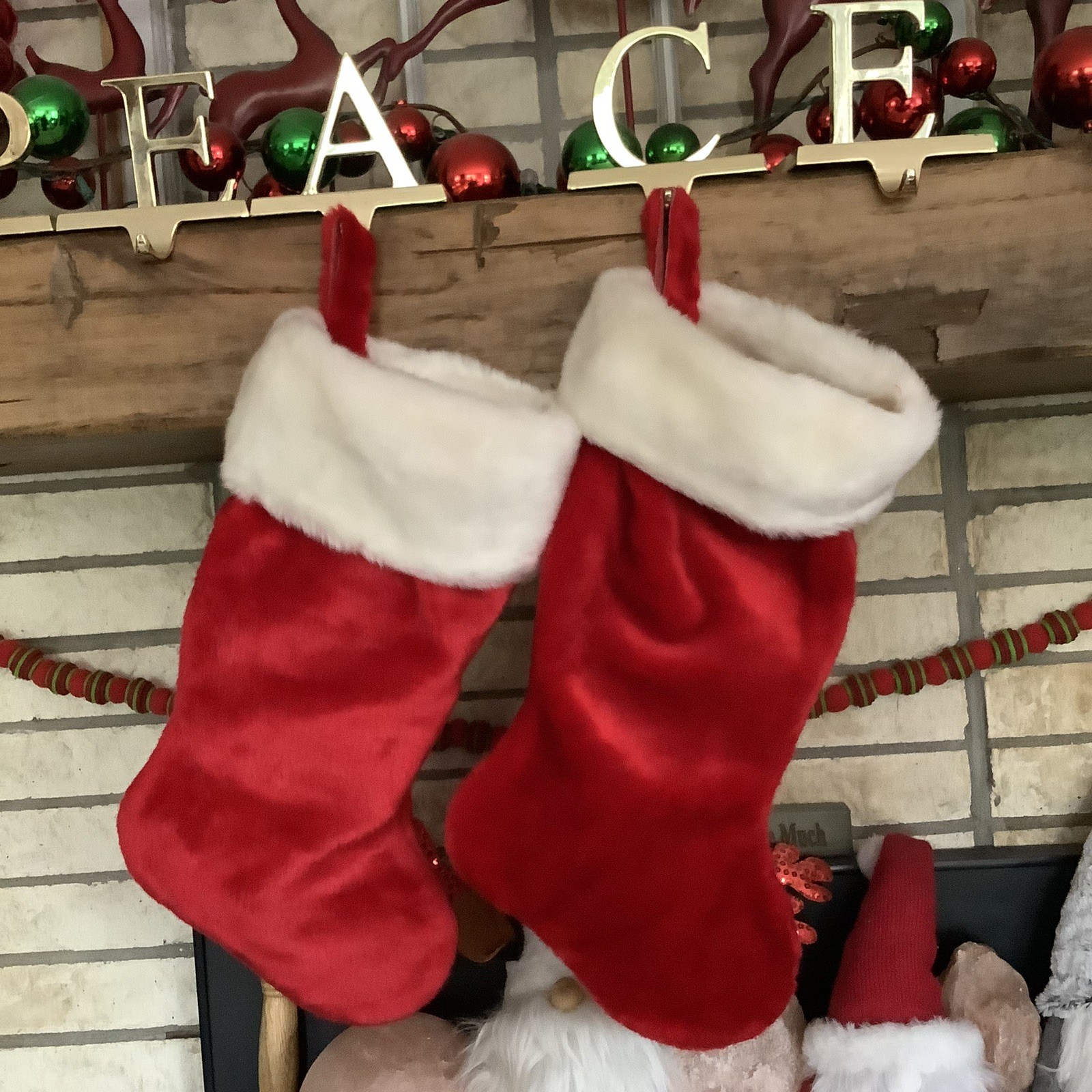 1 Fantastic Creations Smaller 20” Santa Hat Christmas Stocking Red White Fur