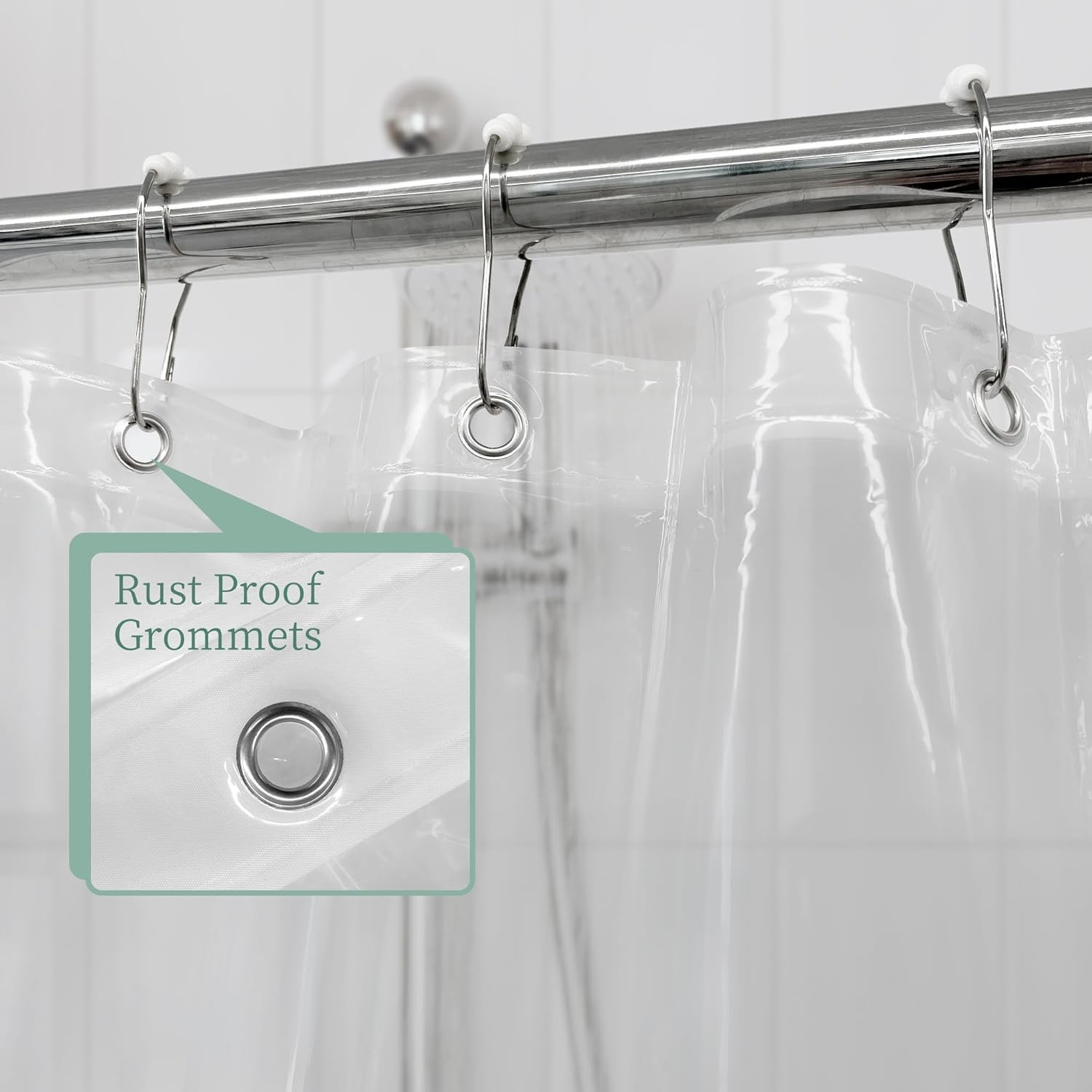 Clear Shower Curtain Liner with 3 Magnets, 72x72 Premium Flexible Sturdy Plastic