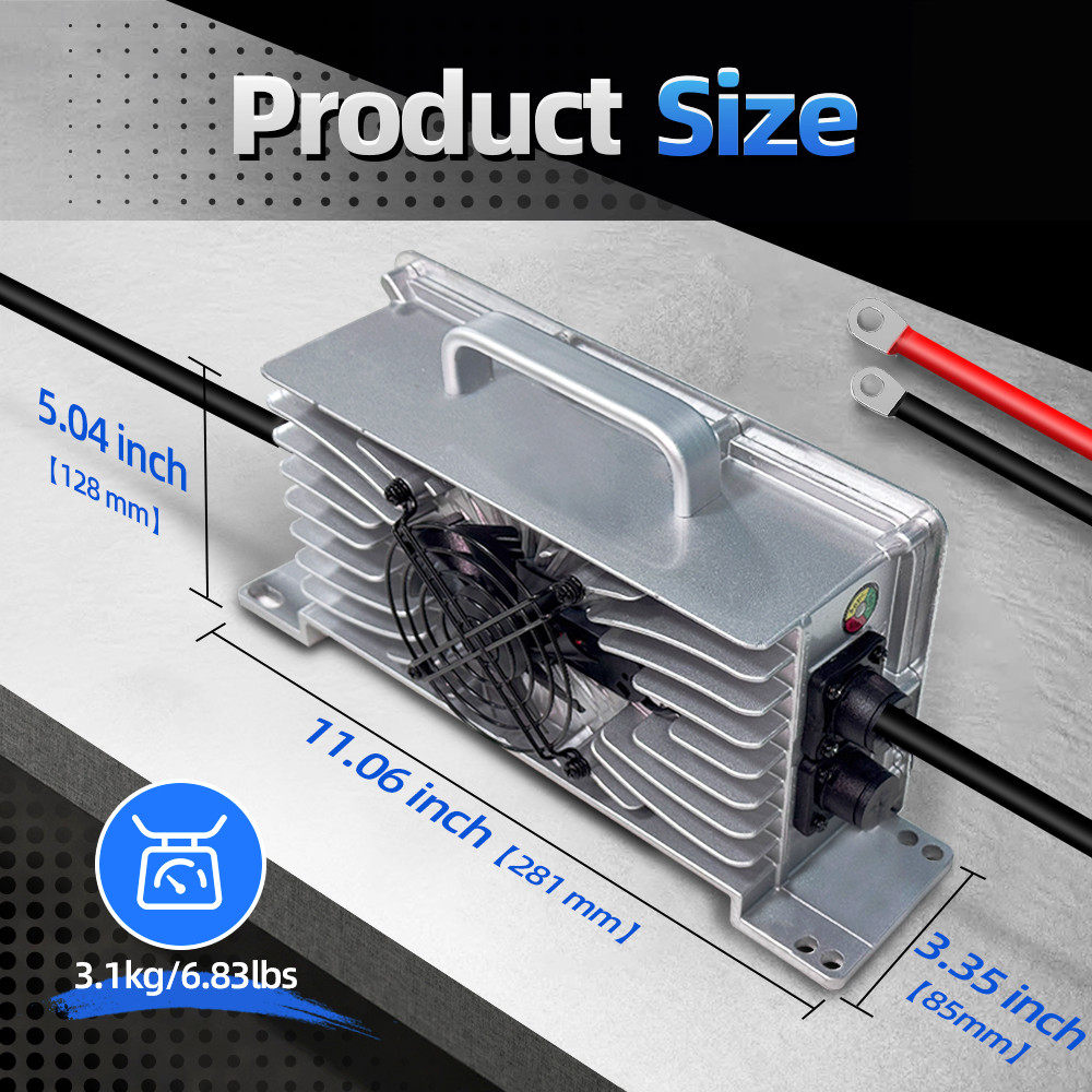 58.4V 15A Lithium LiFePO4 Battery Charger for RV Boat Golf Carts, Aluminum Shell