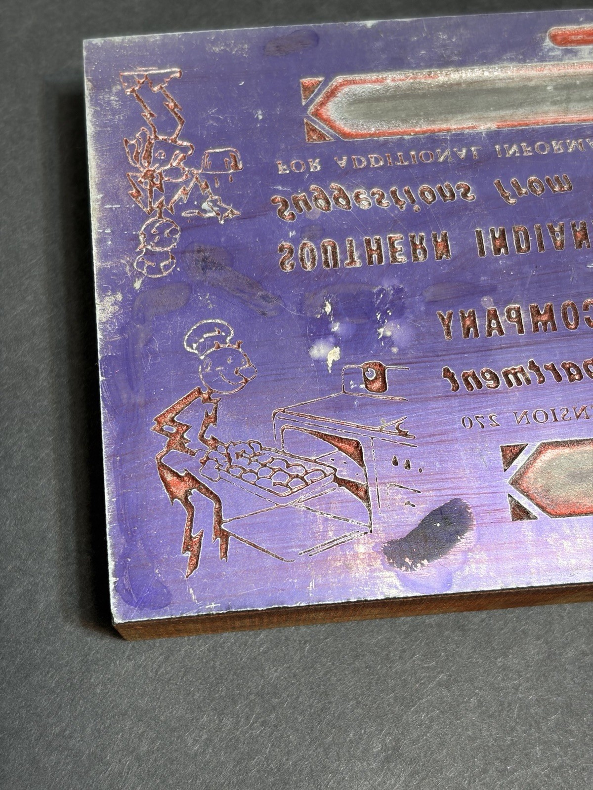 Rare Vintage Reddy Kilowatt Newspaper Print Block 8.5” S. IND Gas & Electric