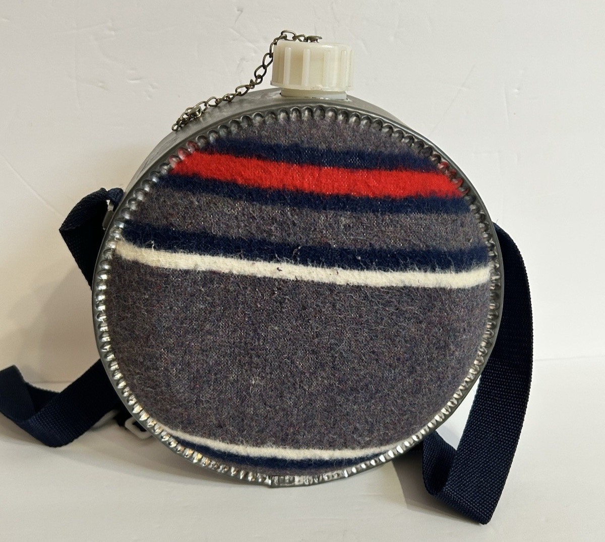 WOOL BLANKET COVERED VINTAGE METAL CANTEEN