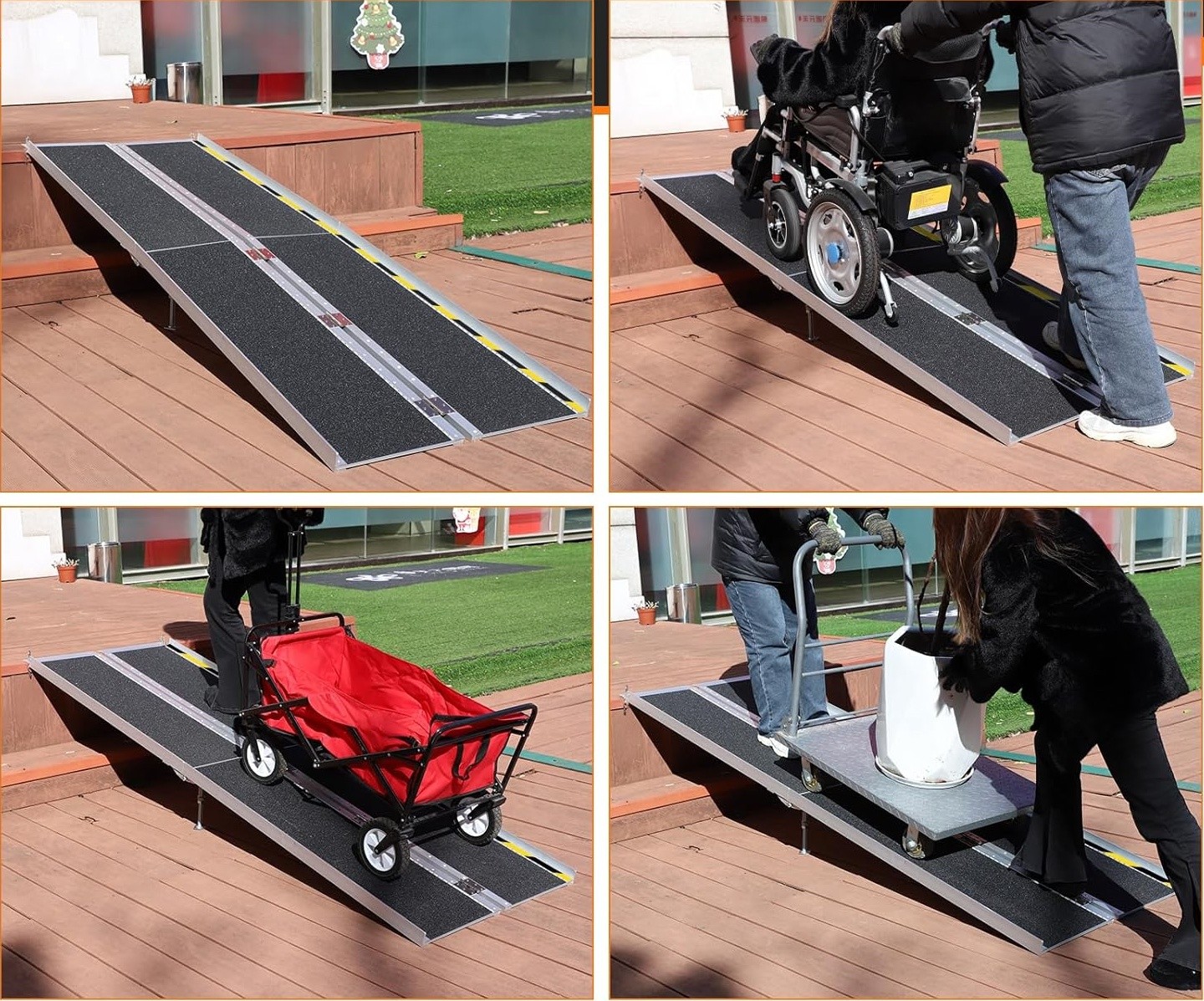 8FT Used Home Wheelchair Ramp Non-Skid Folding Aluminum Ramps Steps