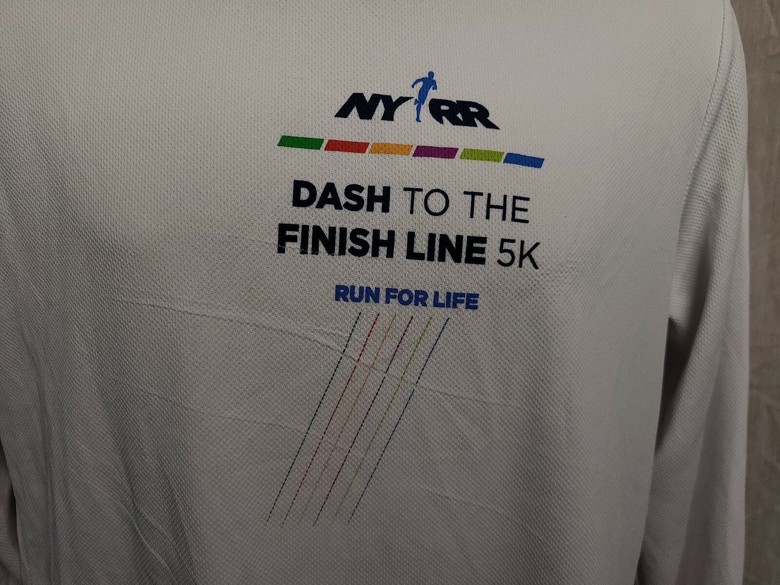 NYRR Dash to the Finish Line 5k Run Adult Medium White Long Sleeve Jersey