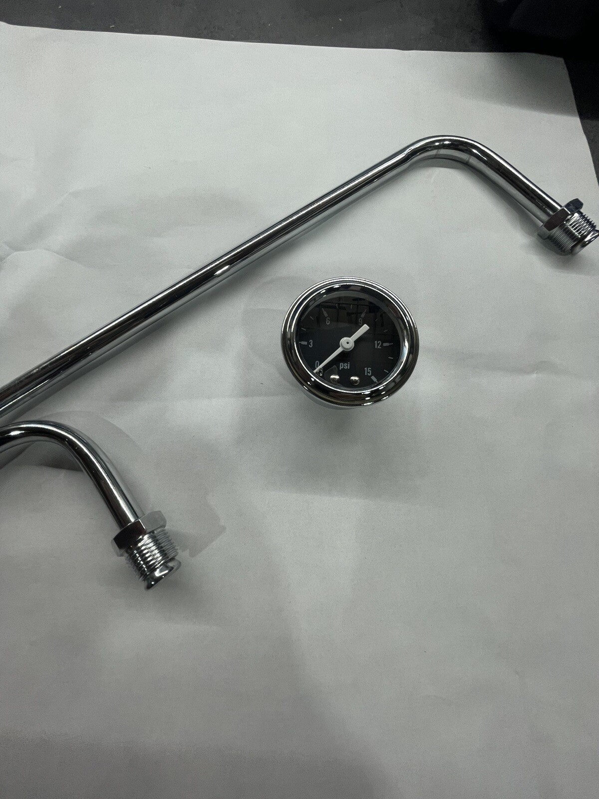 Holley 4150 Double Pumper Chrome Dual-Feed Fuel Line WITH GAUGE NEW