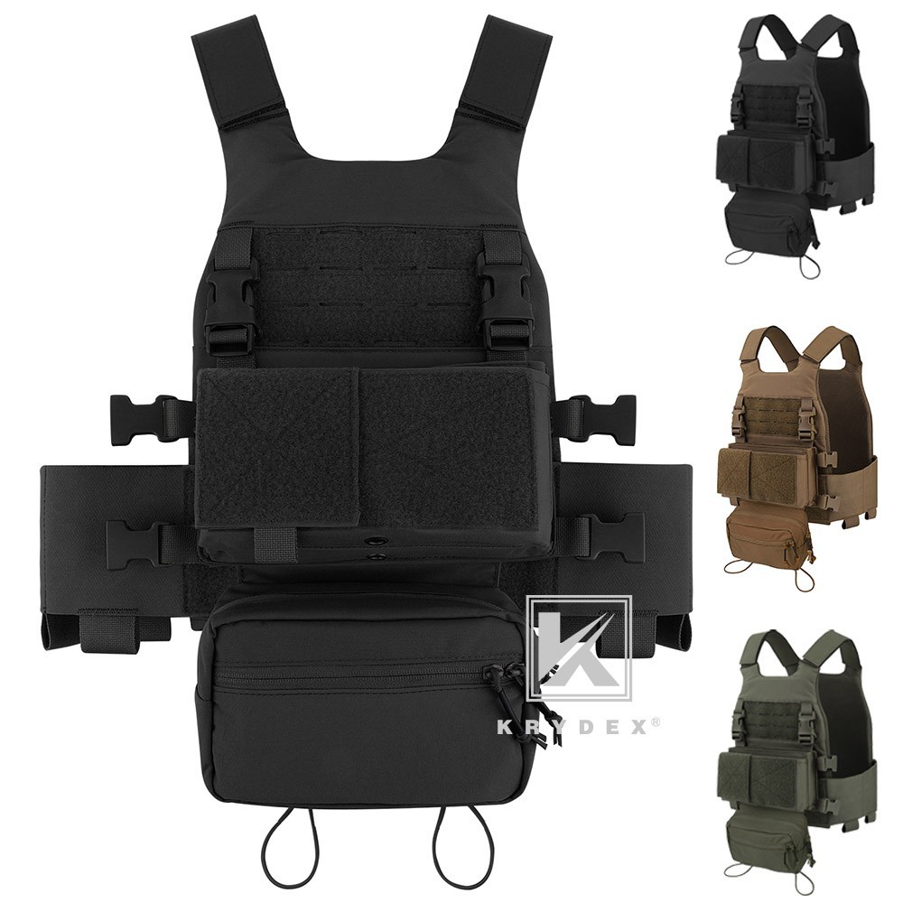 KRYDEX Low Vis Slick Armor Plate Carrier & Tactical Placard Holder & Drop Pouch
