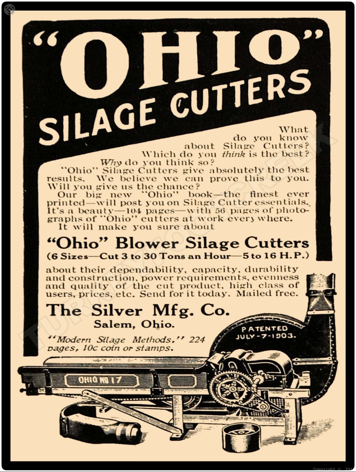 Ohio Silage Cutters 9" x 12" Metal Sign