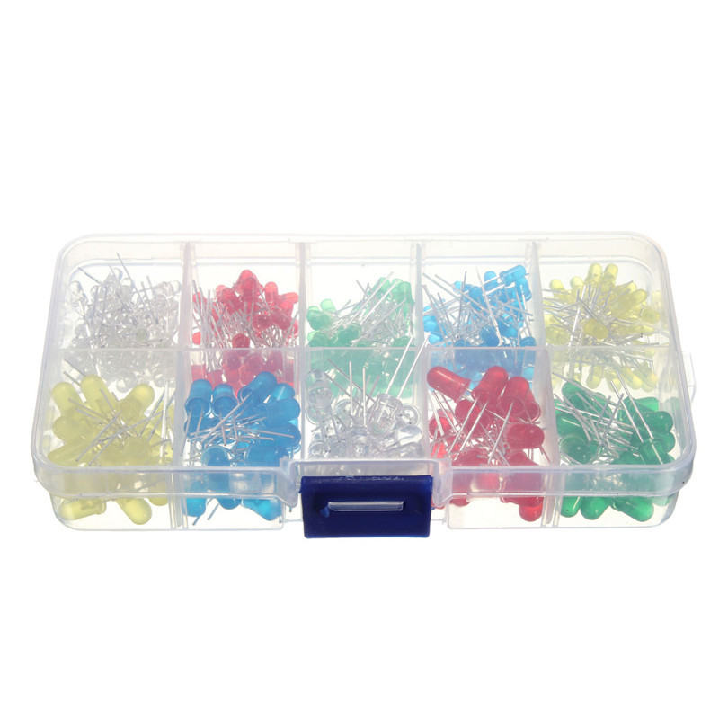 300 pcs 3mm 5mm LED Light Kit White Yellow Red Green Blue Assortment with Case