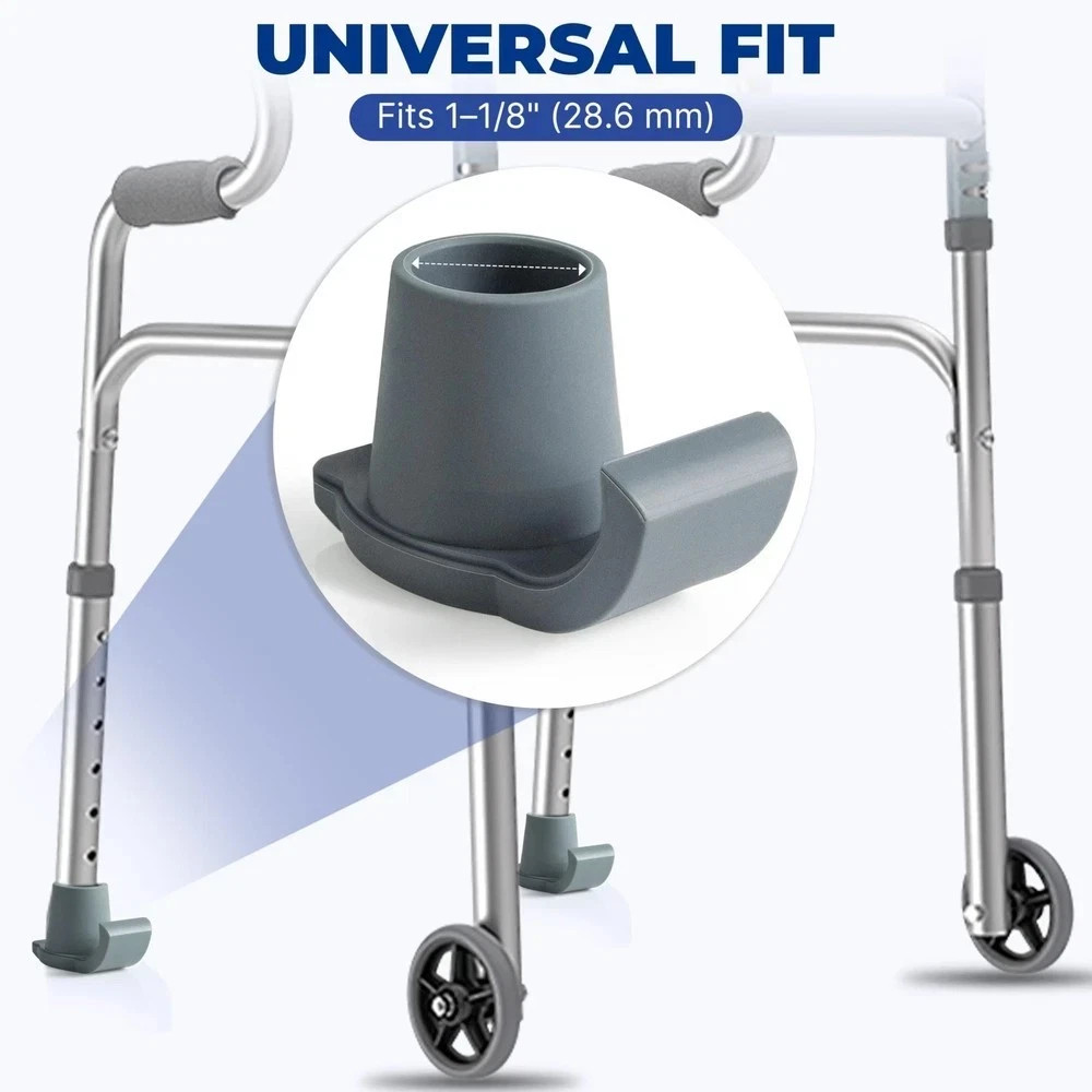 Walker Ski Glides Folding Walker Feet Skids Sliders 4 Pack Gray