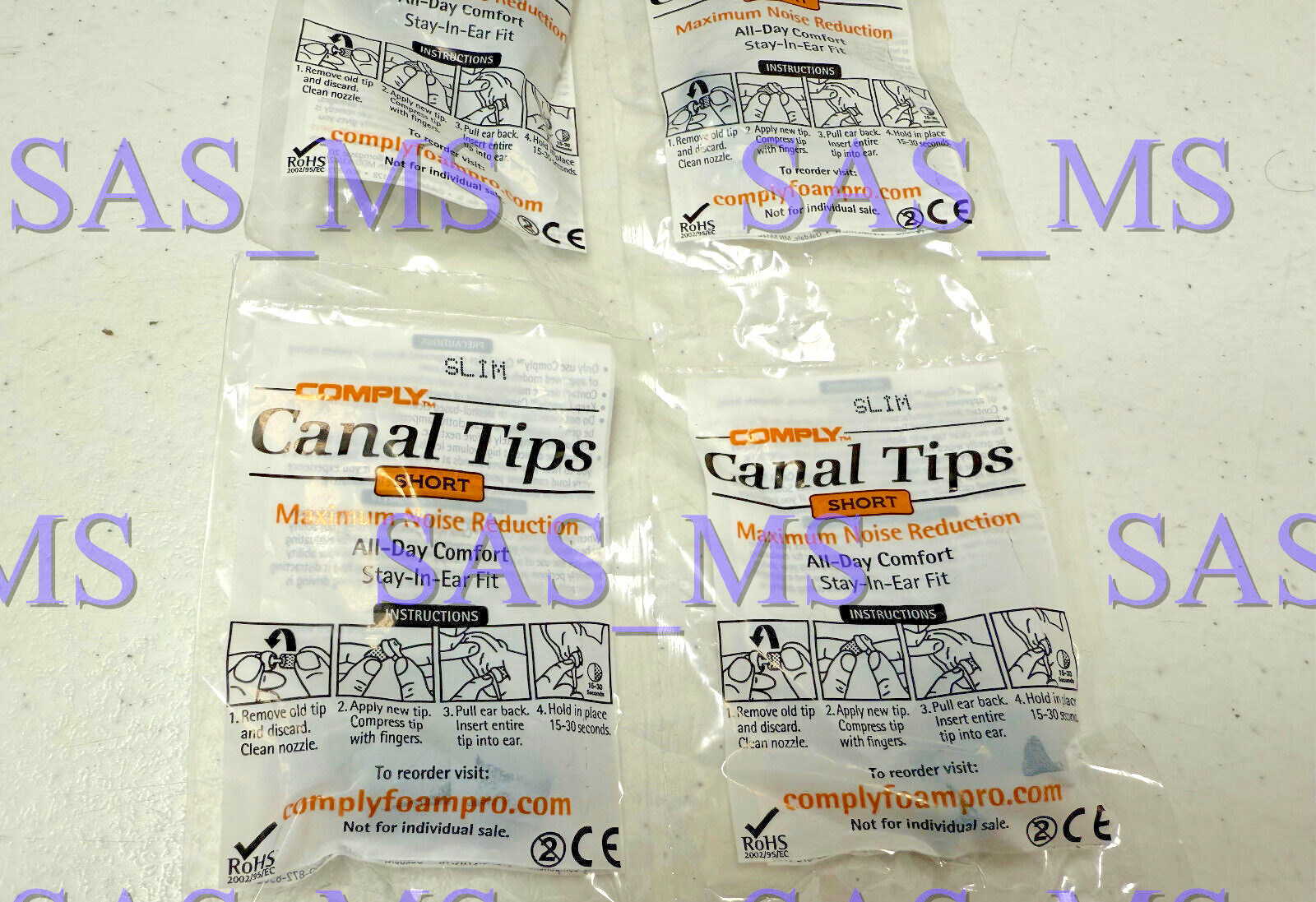 LOT OF 6 PAIRS COMPLY CANAL FOAM TIPS SHORT SLIM SIZE FOR INVISIO X5 HEADSET