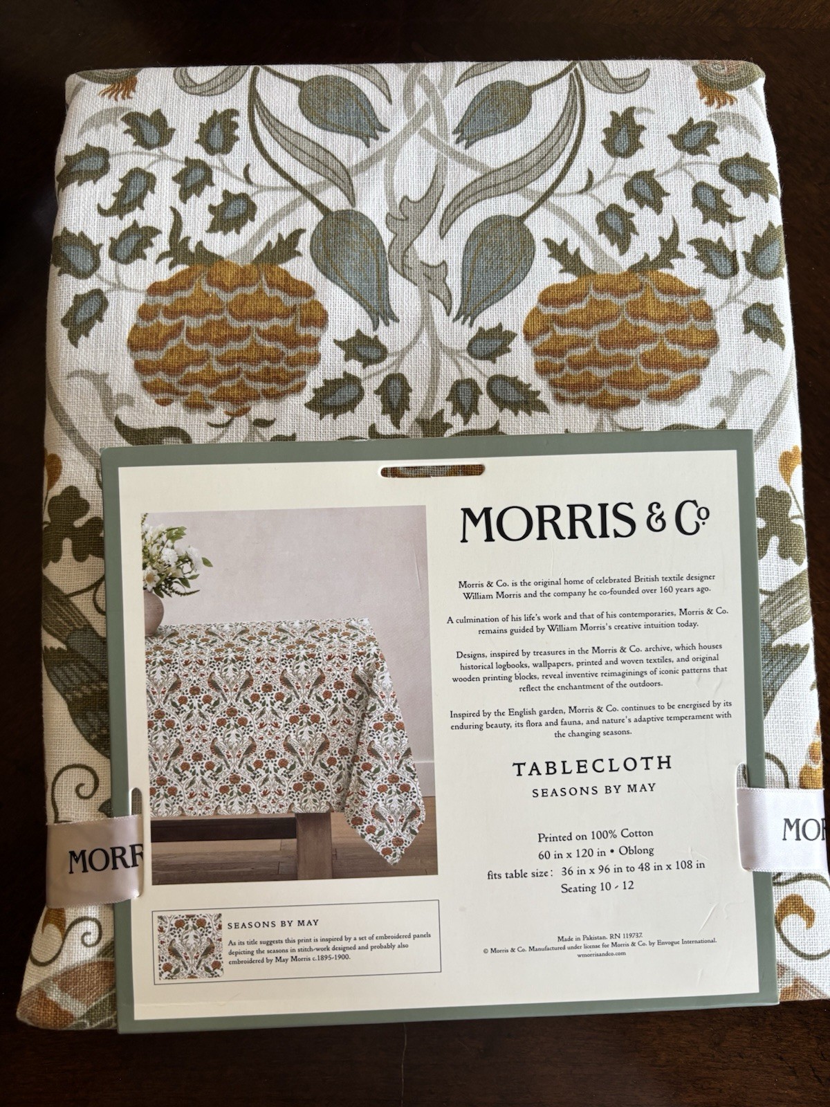 MORRIS & Co Seasons By May Floral Birds 60 x 120 Cotton Tablecloth New