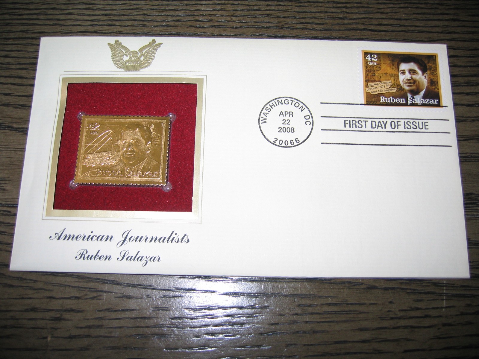 2008 Ruben Salazar American Journalists Gold Golden Cover Stamp