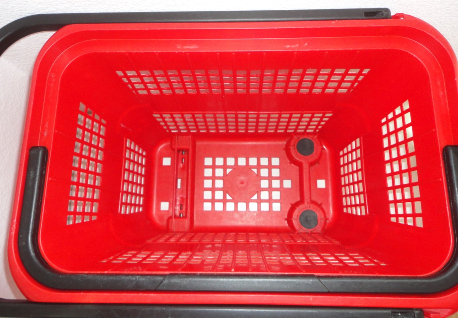 TARGET Red Rolling Shopping Basket Cart w/ Wheels & 2 Handles Bullseye Logo
