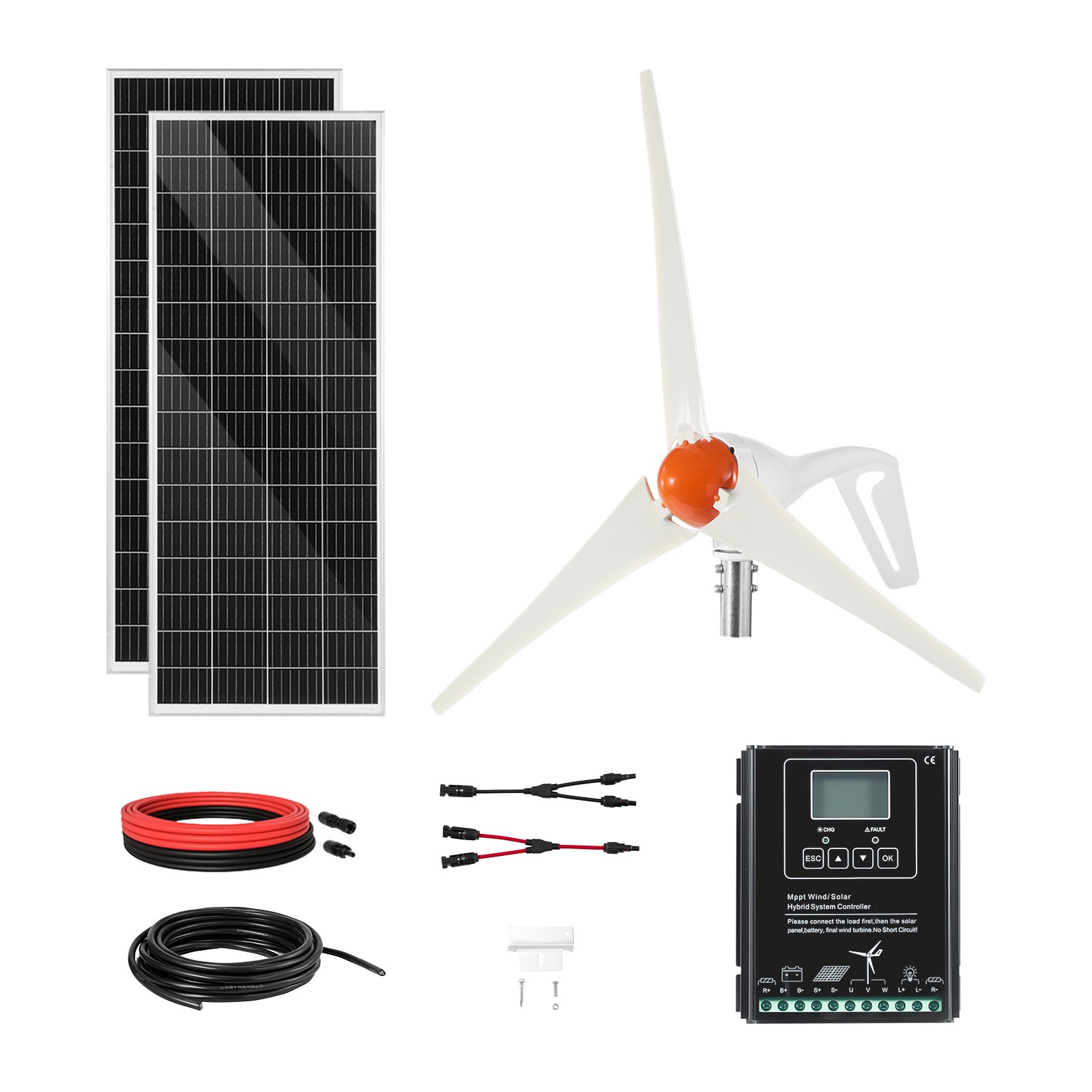 VEVOR 12V 400W Solar Wind Power Kit 2PCS 100W Solar Panels 200W Wind Turbine