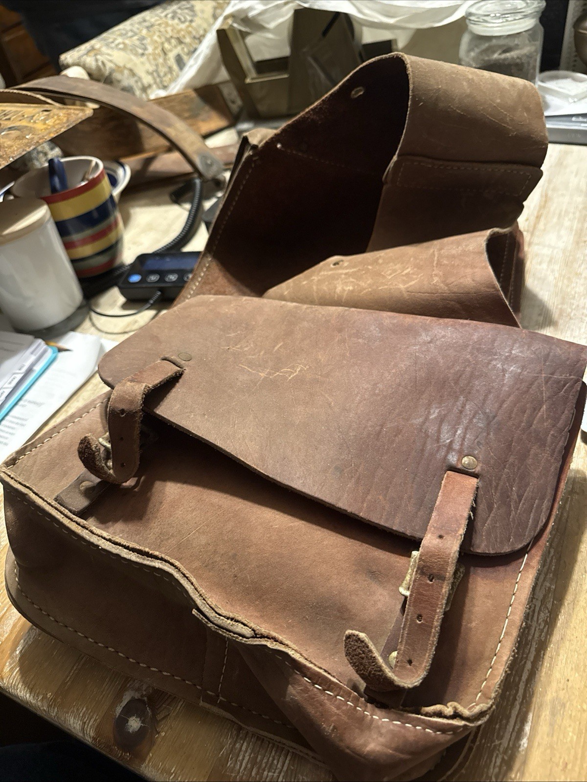 used vintage leather western horse saddle bags