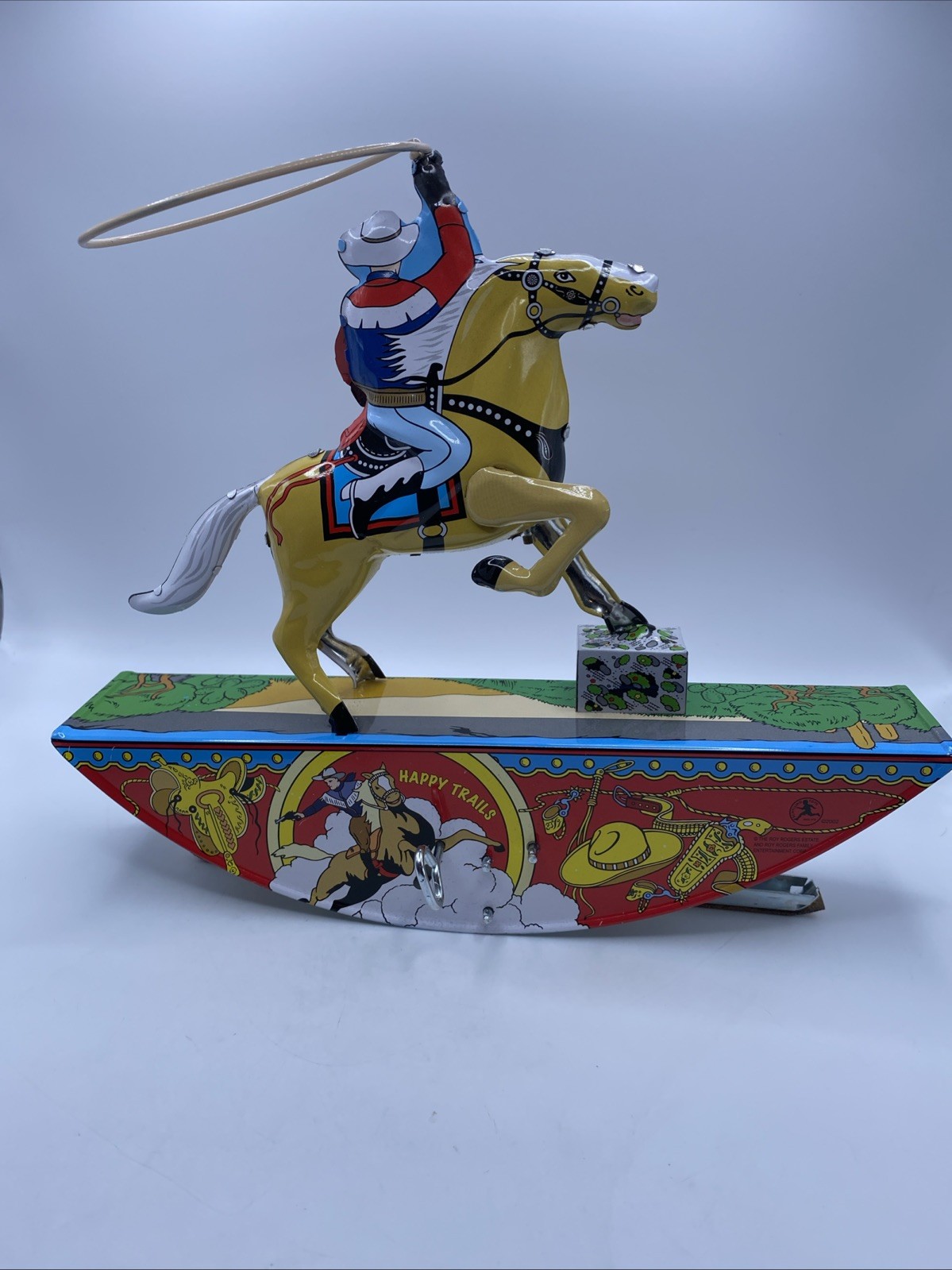 Roy Rogers And Trigger Wind Up Toy Vintage Reproduction Schilling Cowboy-READ