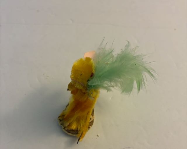 Vintage Set of 3 Chenille Yellow Easter Bunny Rabbits w/Carrot & Feathers Japan