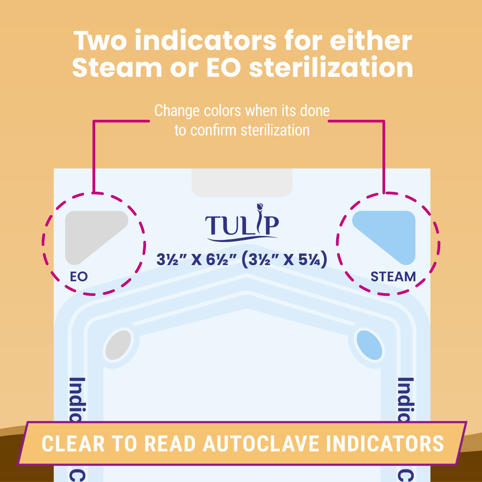 200 3.5" x 6.5" Self-Sealing Sterilization Pouches Dental Medical Tulip
