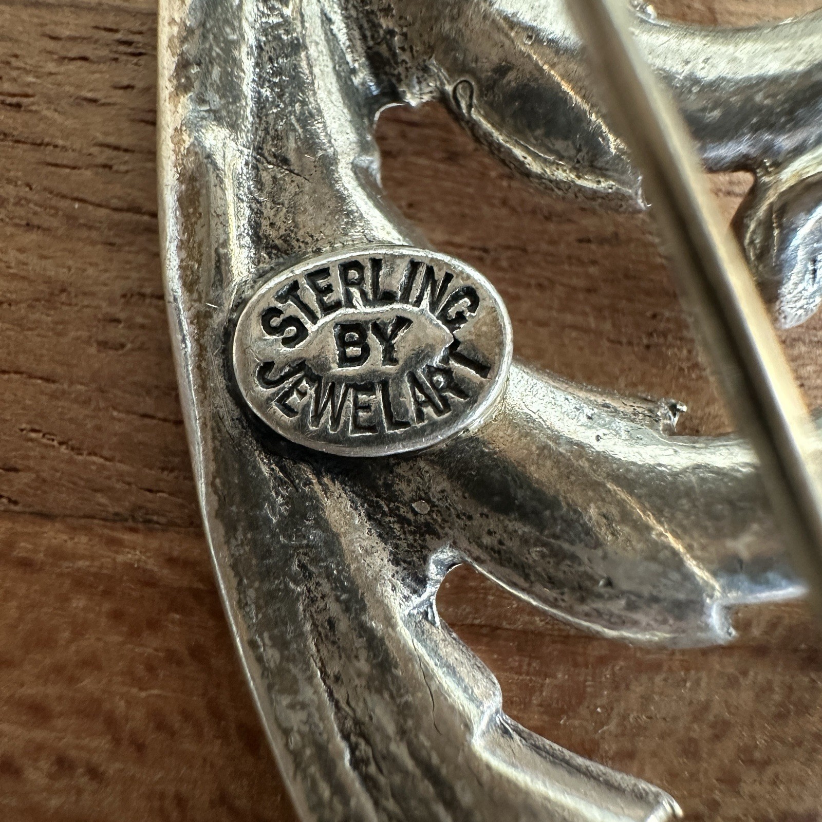 Vintage Sterling by Jewelart Pin Brooch 3 Inch Feather Scroll Signed MCM 12.6g